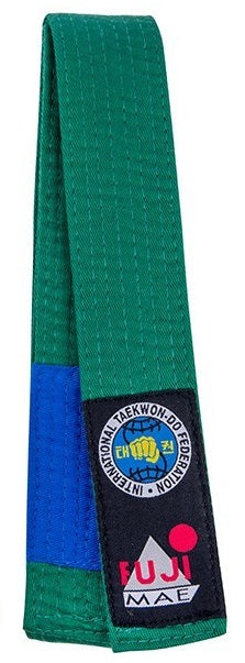 Ceinture de Taekwondo ITF Bicolore FUJIMAE - Vert/Bleu