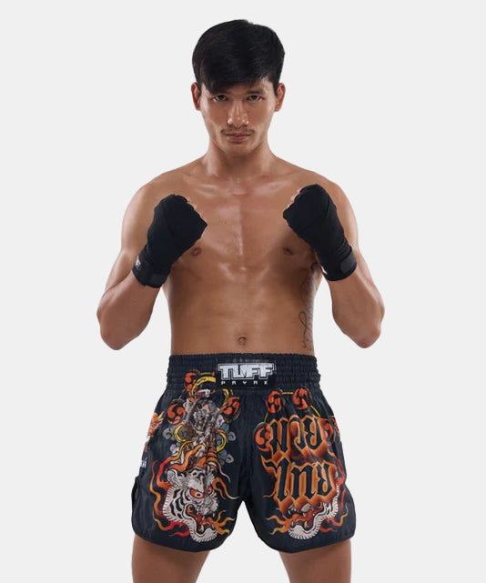 Tuff Payak Raijin The Thunder God Muay Thai Shorts - Schwarz