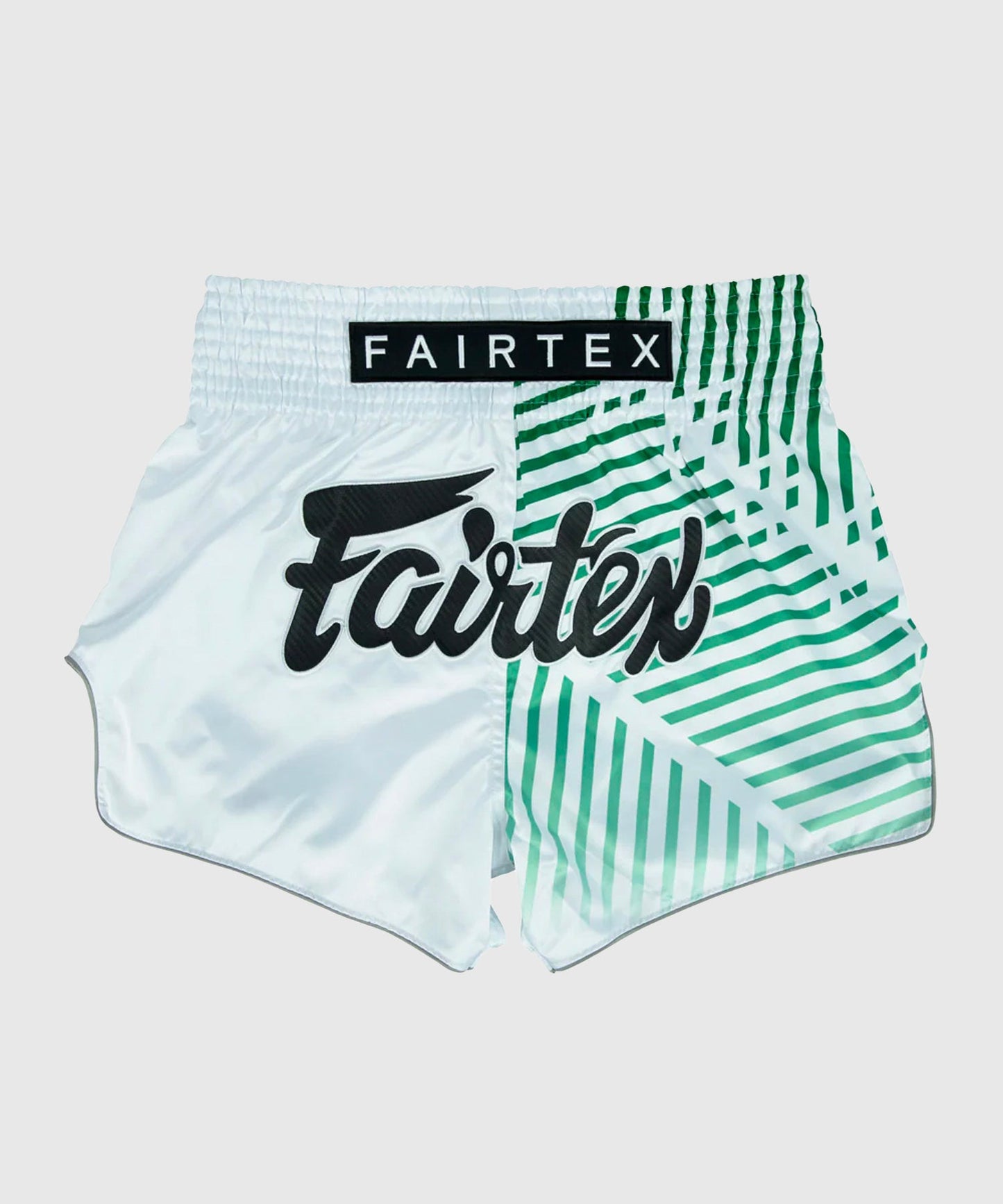Fairtex Racer Pantalones de Muay Thai - Blanco/Verde