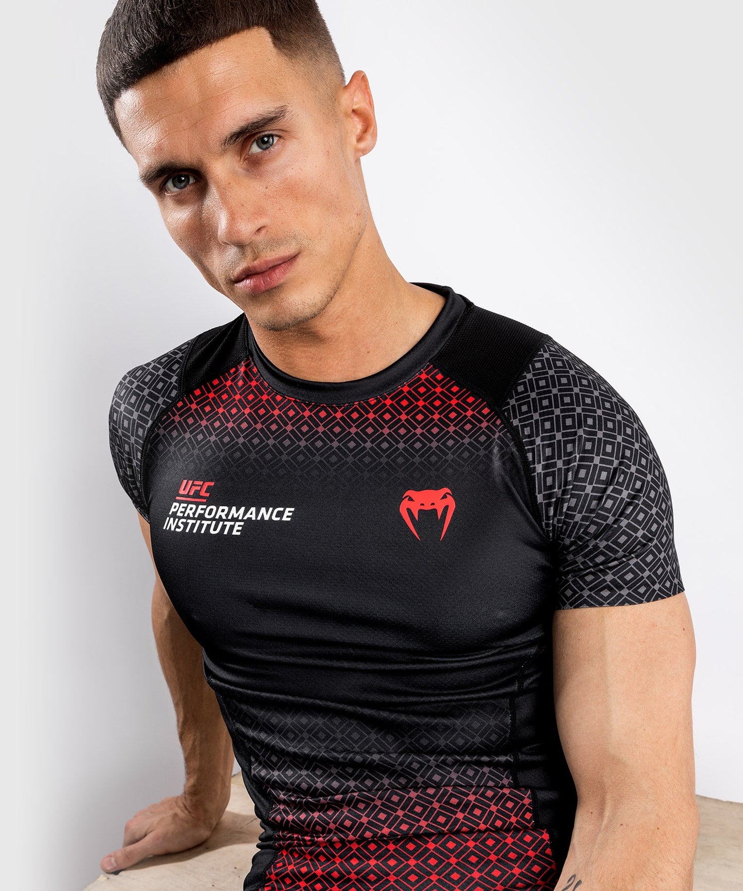 UFC Venum Performance Institute Compression T-Shirt - Short Sleeve - Black/Red