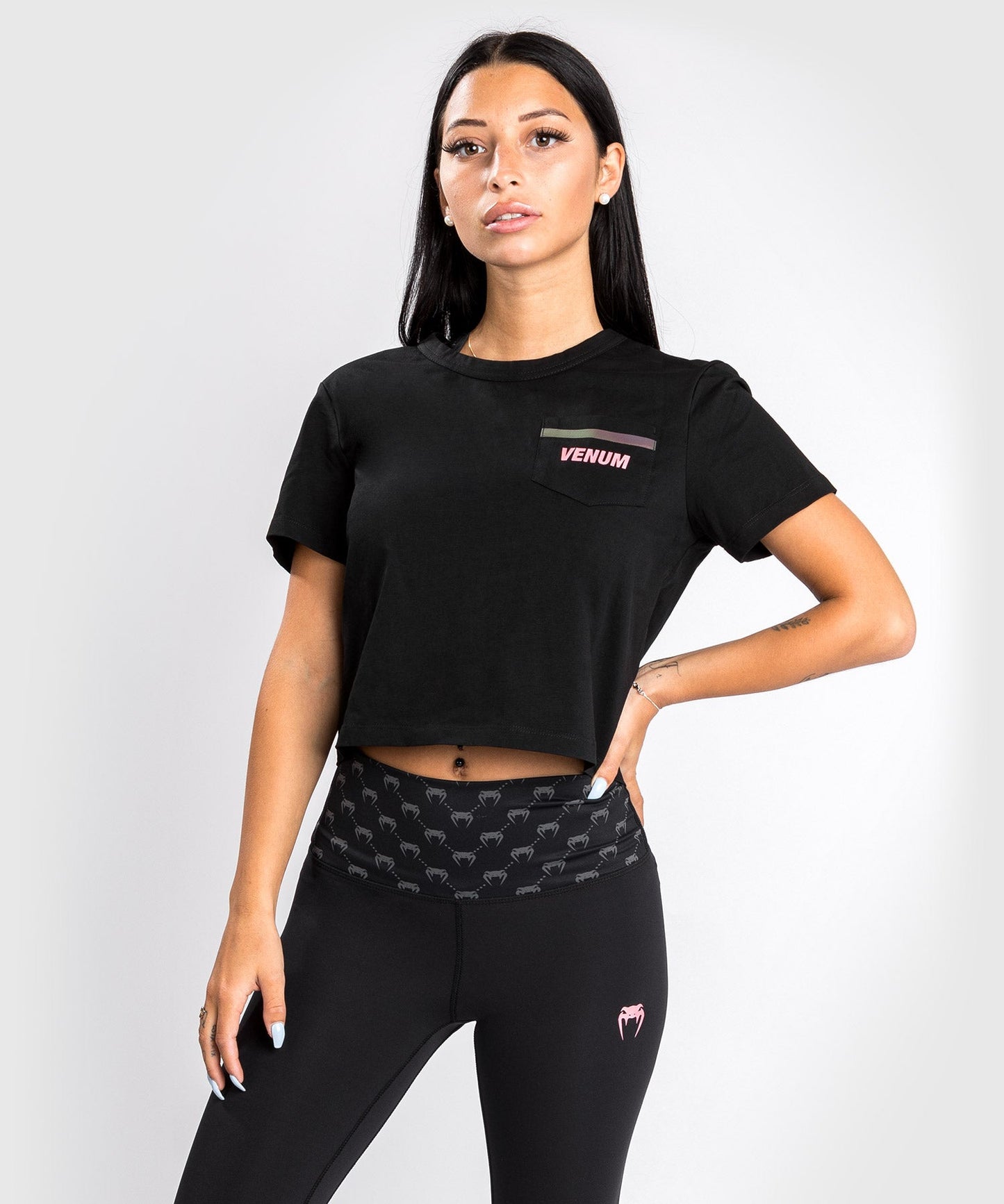 T-shirt Venum Pink Pocket- For Women - Black/Pink Gold