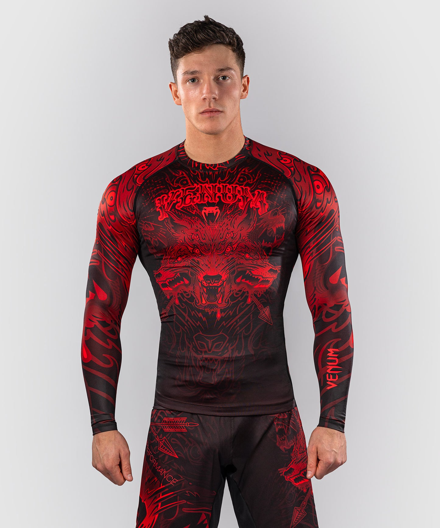 Rashguard à Manches Longues Venum Wolf Atak – Noir/Rouge