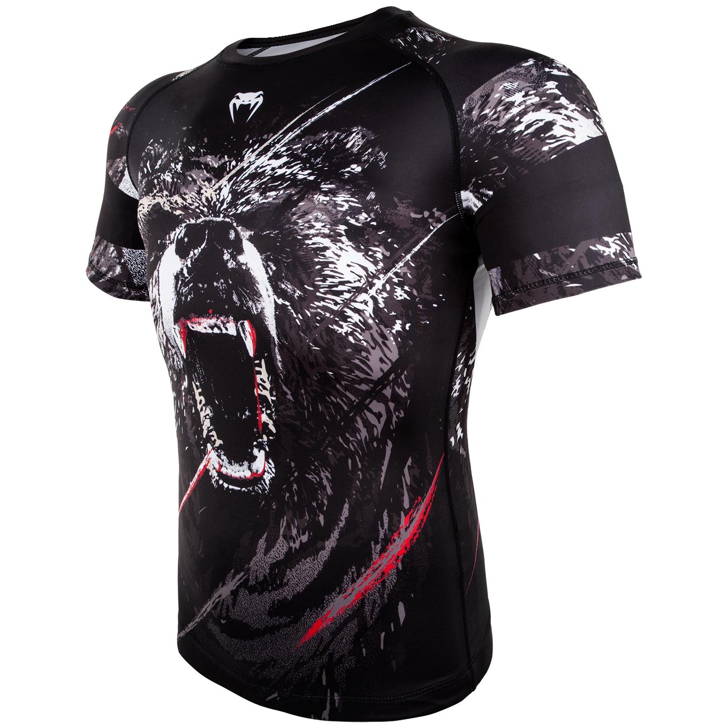 Rashguard Venum Grizzli - Manches Courtes - Noir/Blanc