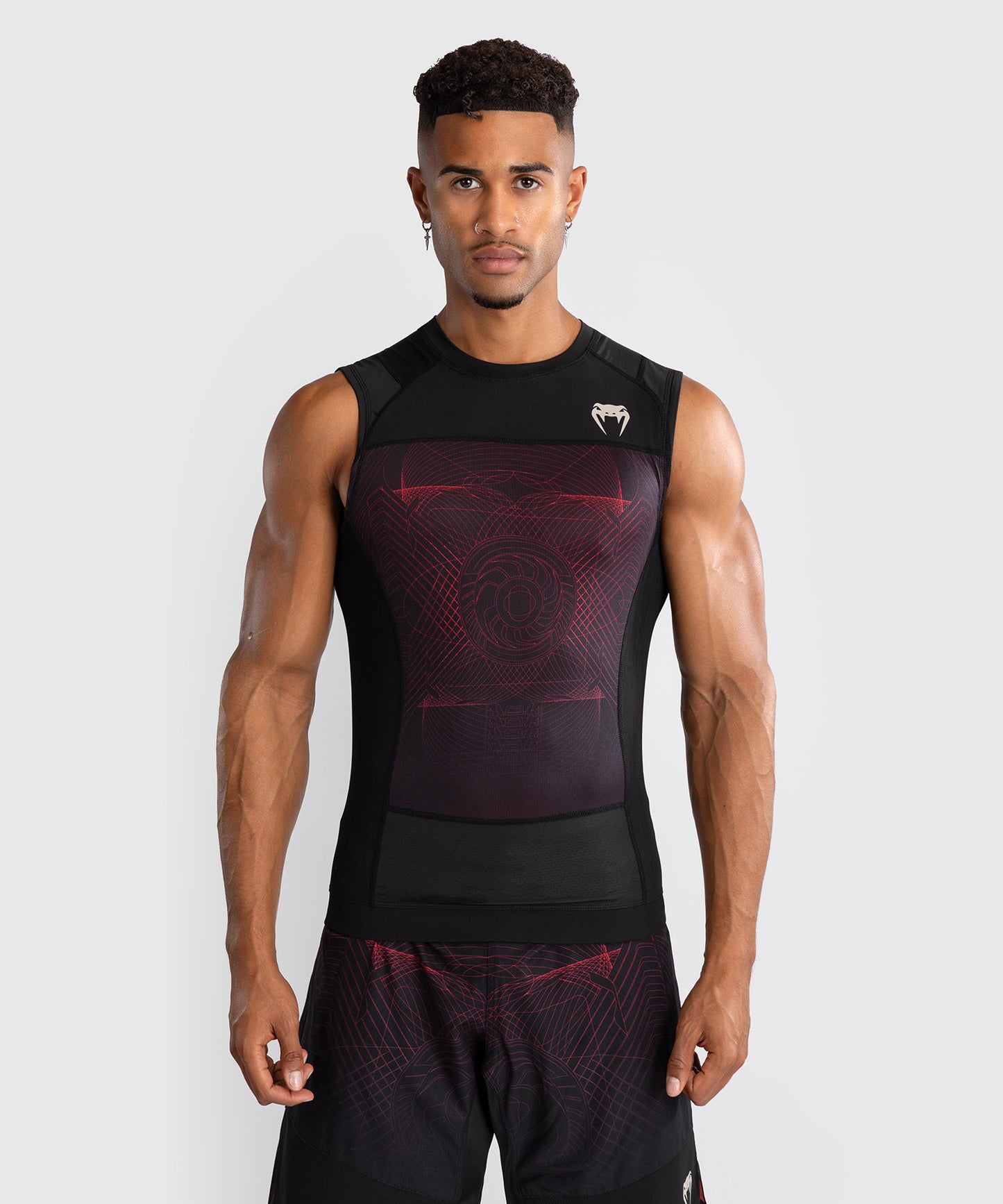 Rashguard sans Manches Venum G-Fit Air pour Hommes - Noir Profond/Rouge Feu