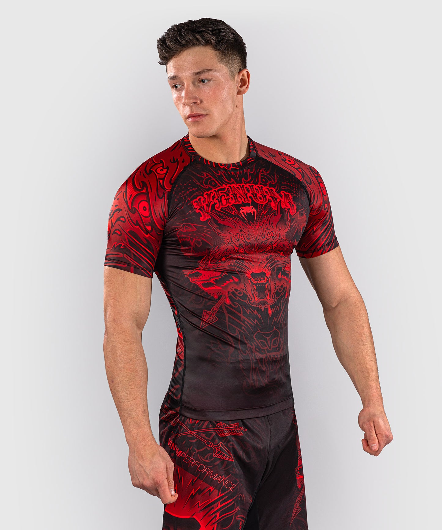 Venum Wolf Atak Rashguard Manga Corta – Negro/Rojo