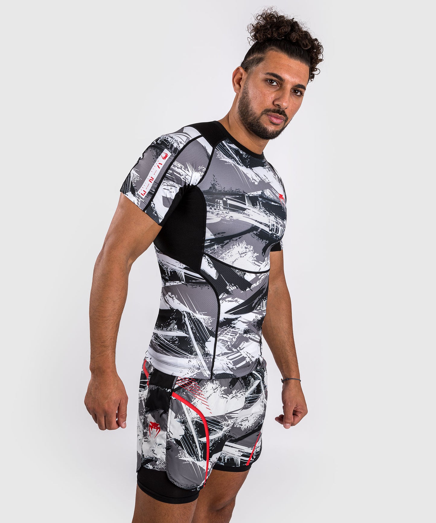 Venum Electron 3.0 Lycra Manga Corta - Gris/Rojo