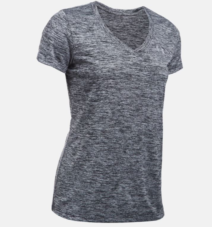 T-shirt Col V Femme Under Armour UA Tech™ Twist - Noir Chiné