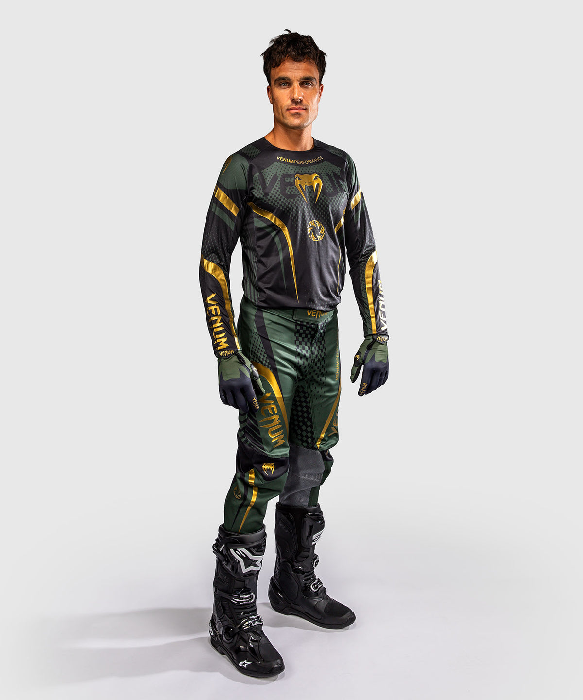 Venum MX Challenger Pantaloni da Motocross - Nero/Verde/Oro
