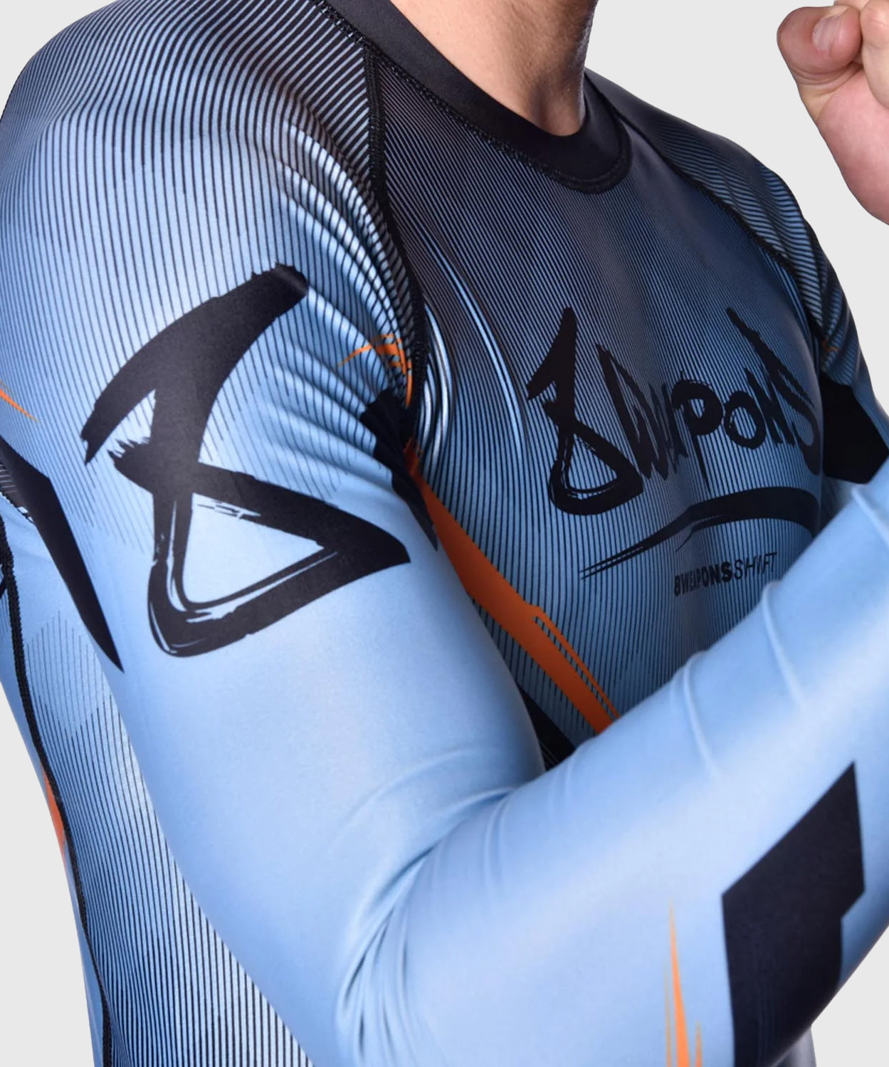 8 Weapons Shift Long Sleeve Rashguard - Blue/Black/Orange