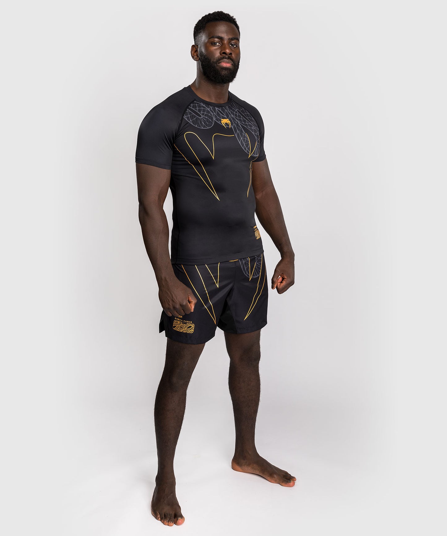 Venum Serpenti Rashguard de Manga Corta – Negro/Plata/Dorado