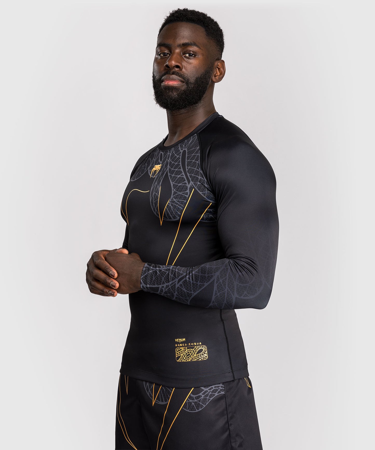 Venum Serpenti Rashguard a manica lunga – Nero/Argento/Oro
