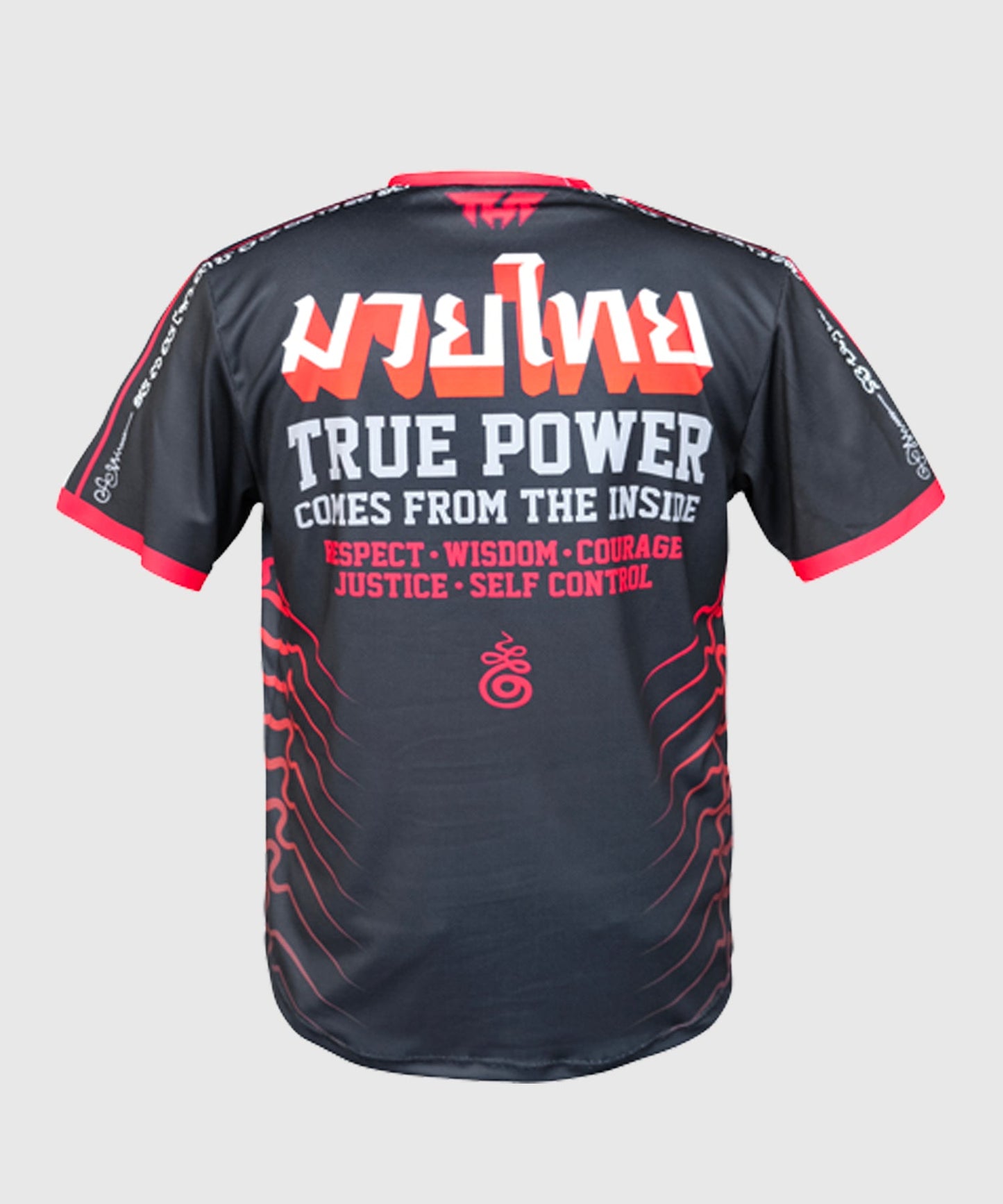 Tuff True Power Twin Tigers Yantra Muay Thai Dry Fit Camiseta - Negro