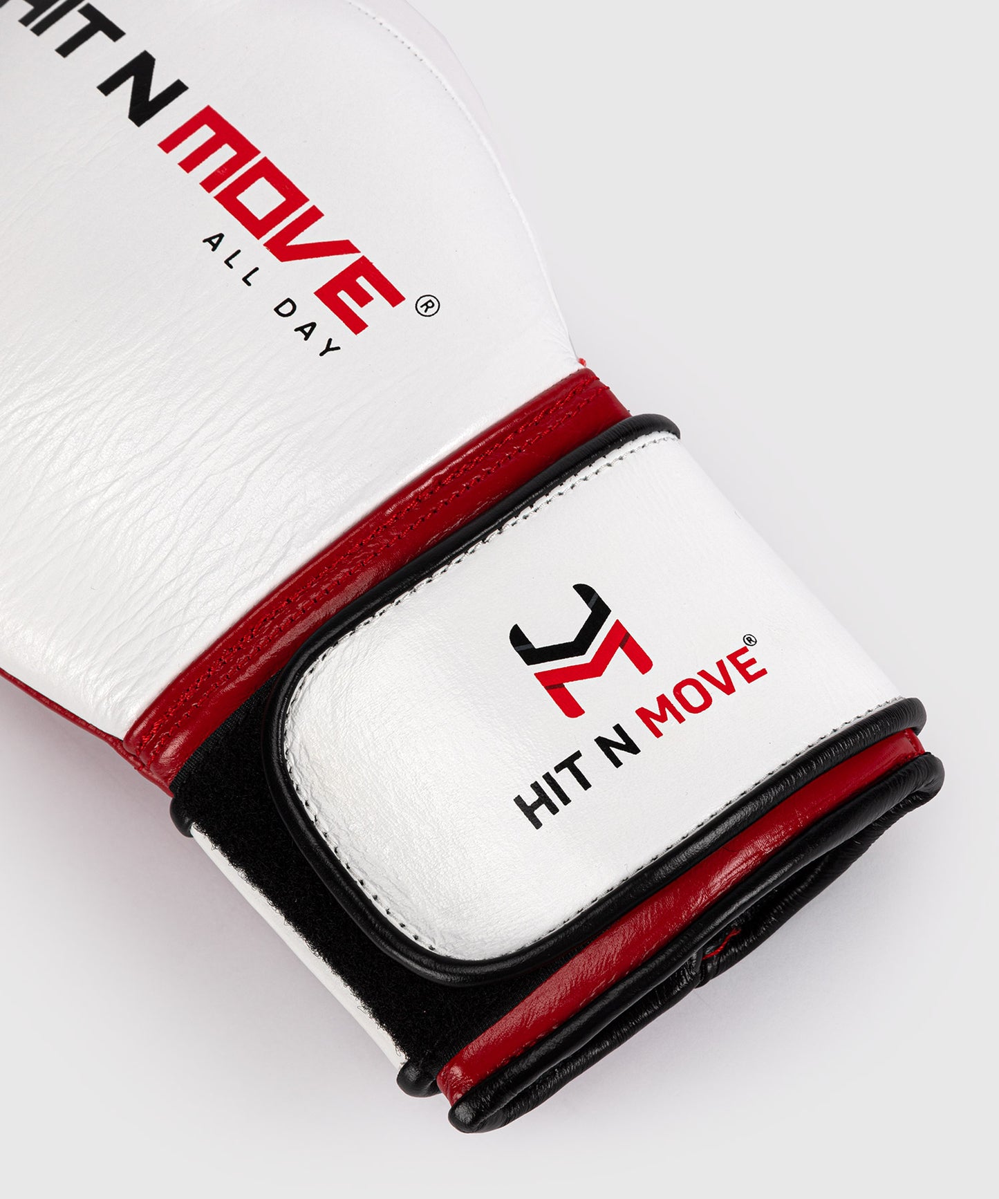 Hit N Move All Day® Pro Agility Guantes de Boxeo - Blanco/Rojo/Negro
