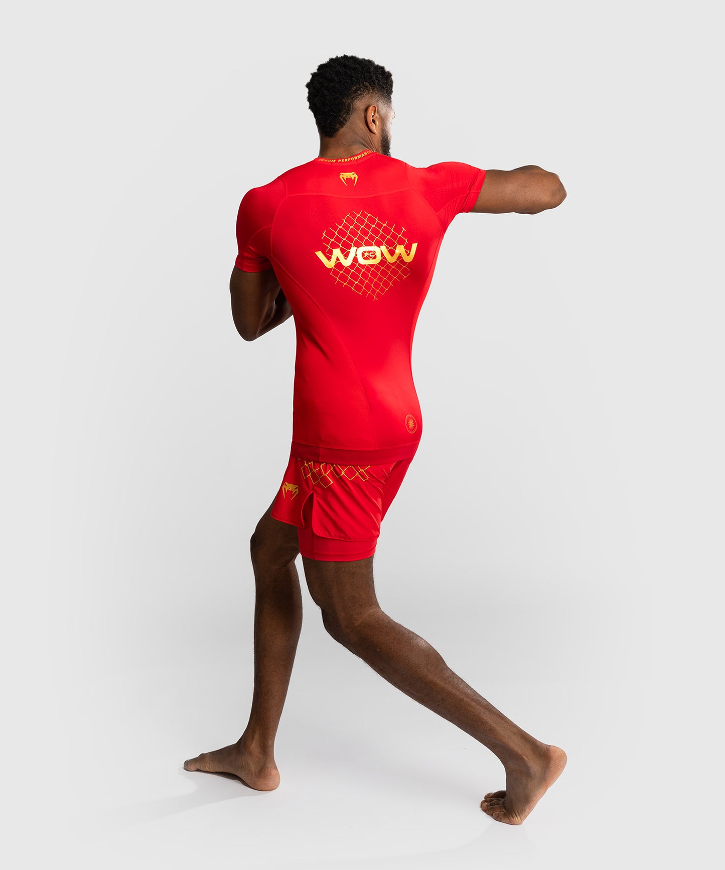 Venum x WOW FC Kurzarm Rashguard - Fury Red/ Gold