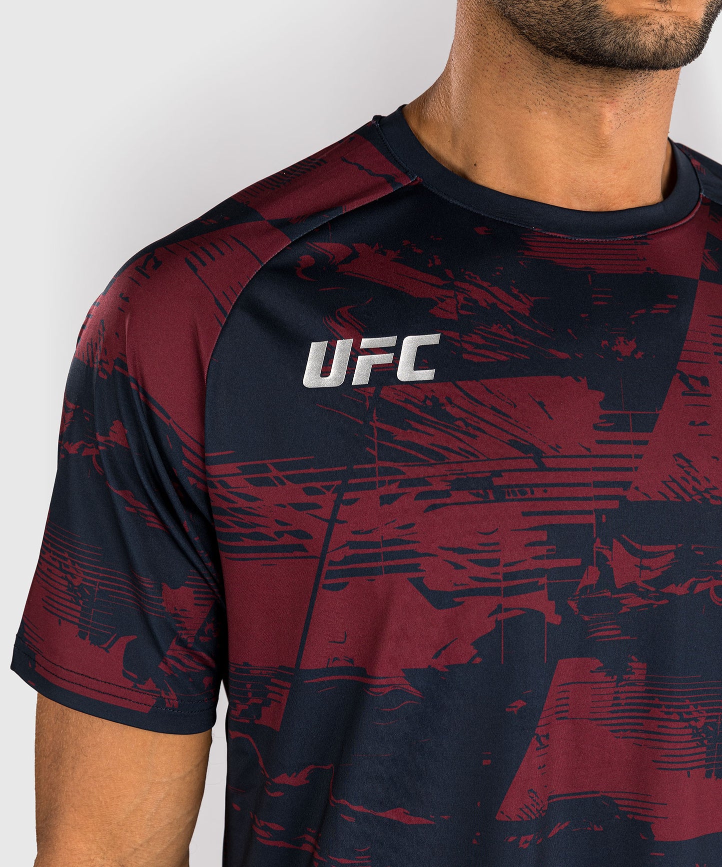 T-shirt manches courtes Performance Homme UFC Zenith by Venum Authentic Fight Week - Bleu marine/Bordeaux/Argent