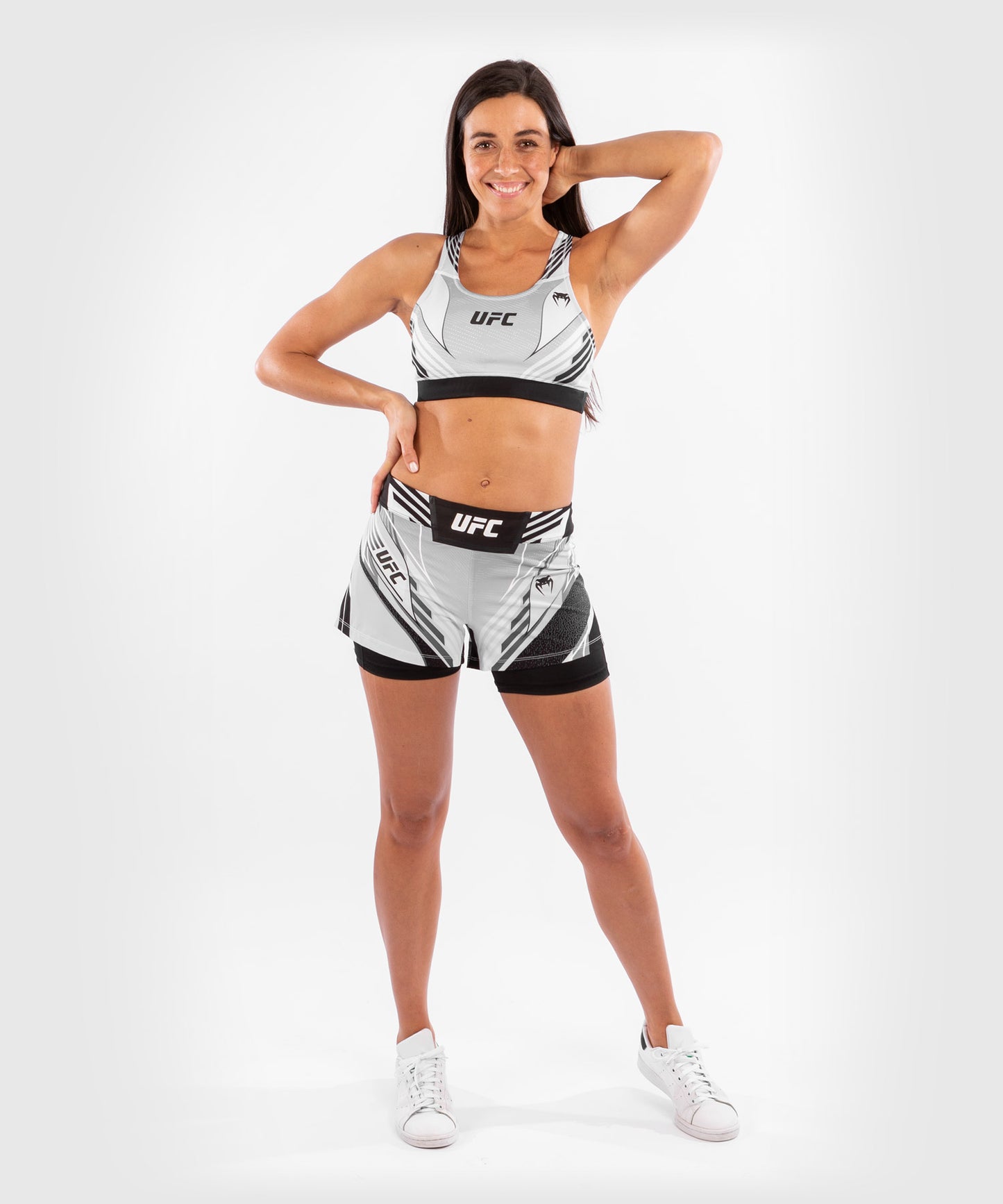 Fightshorts Donna UFC Venum Authentic Fight Night - Vestibilità Corta - Bianco