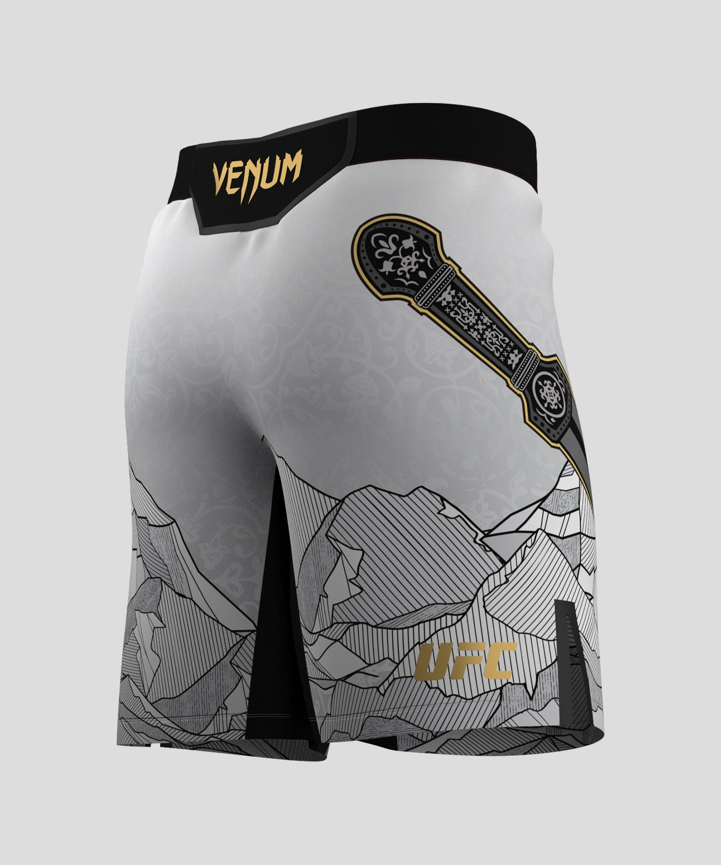 Short de combat pour Hommes UFC Unrivaled by Venum Islam Makhachev - Blanc/Noir