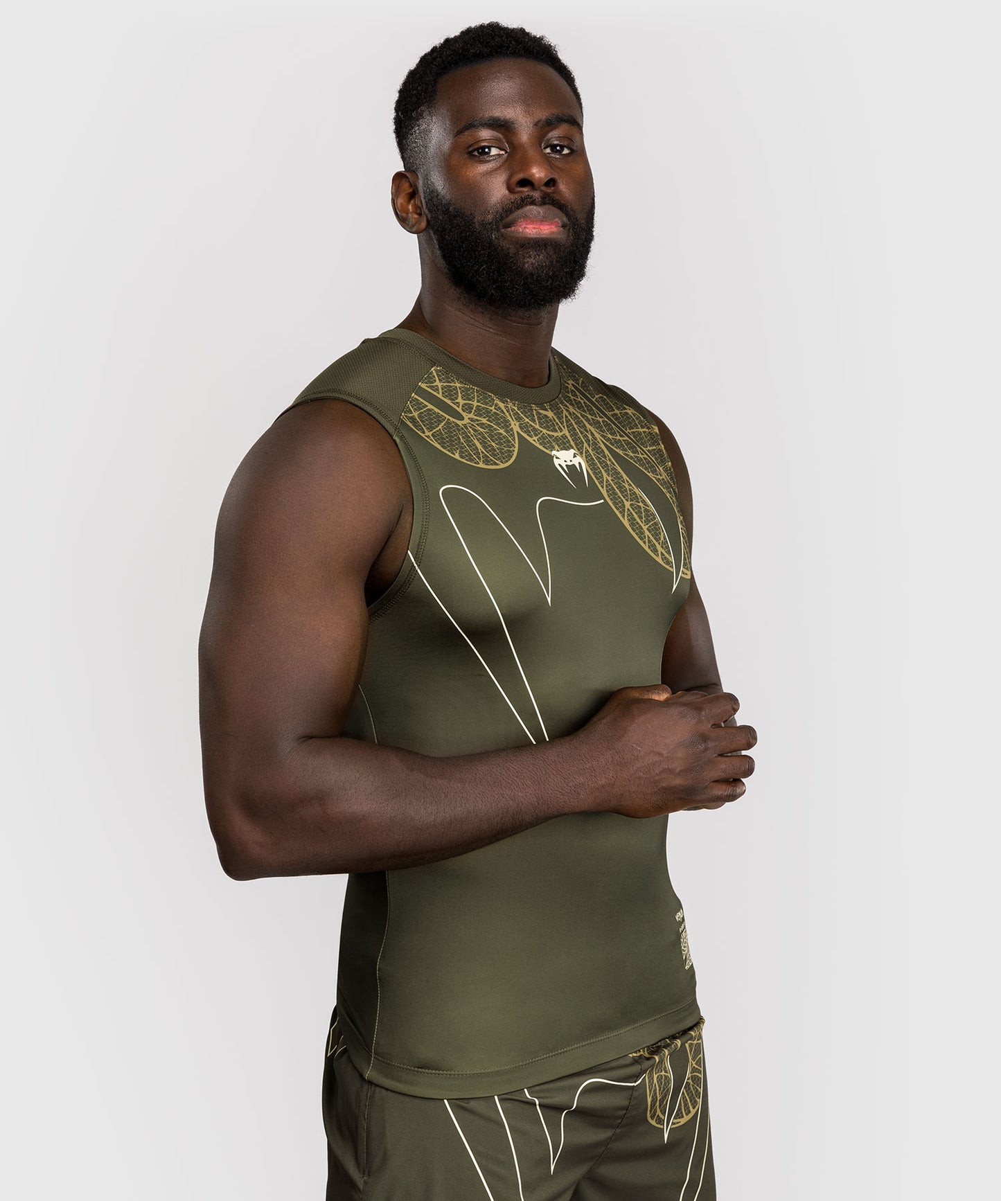 Venum Serpenti Sleeveless Rashguard - Khaki/Bronze/Ivory
