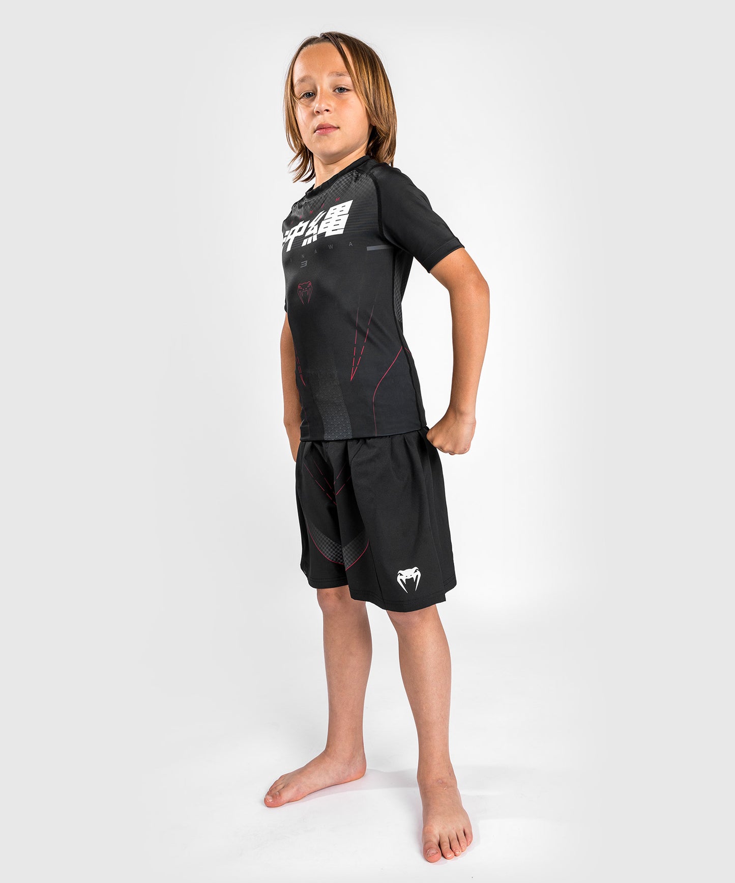 Rashguard Venum Okinawa 3.0 - Short Sleeve - For Kids - Black/Red