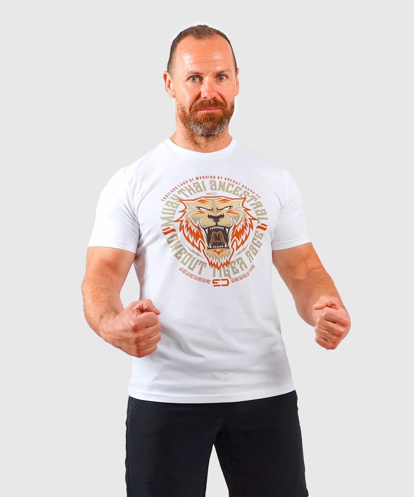 Oneout Tiger Rage Trainings-T-Shirt - Weiß