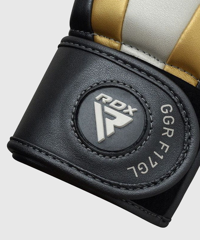 RDX Aura T-17 Grappling MMA Gloves - Black/White/Gold