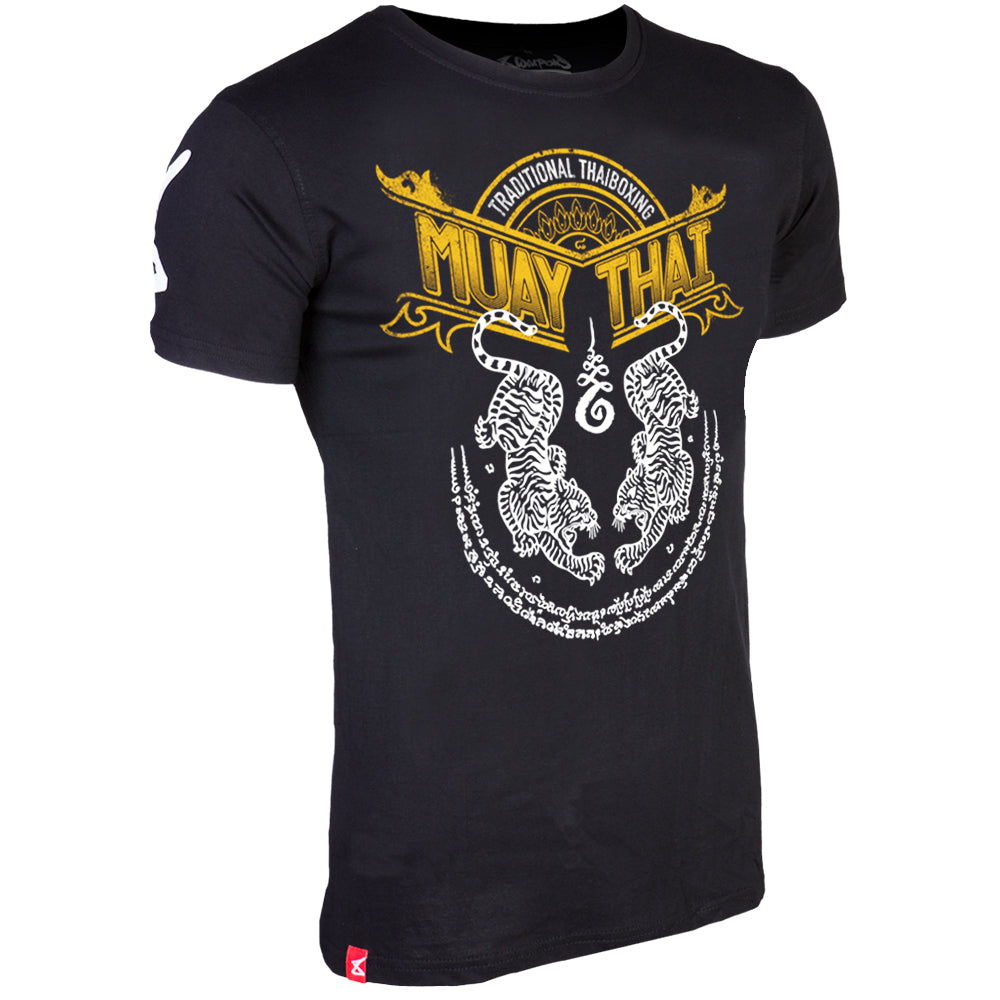 T-shirt 8 Weapons Sak Yant Tigers Muay Thai - Noir