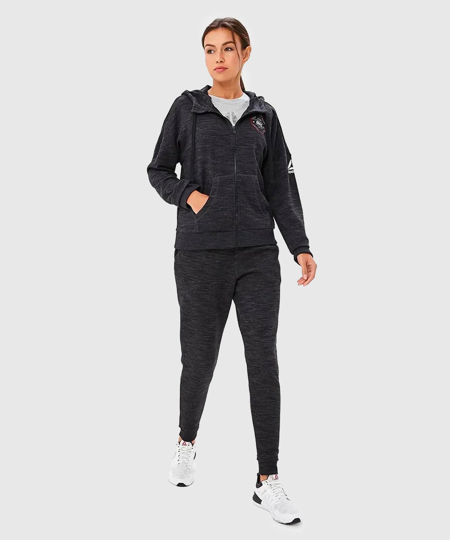 Sweatshirt Femme à zip intégral Reebok UFC - Noir