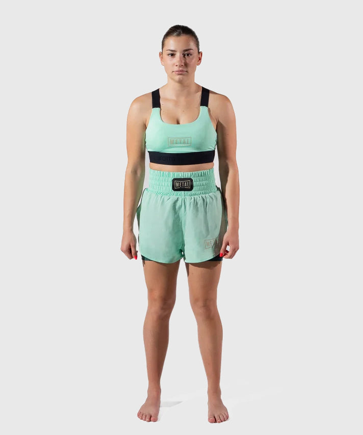 Metal Boxe Deep Waters 2-in-1-Damen-Fightshorts - Grün