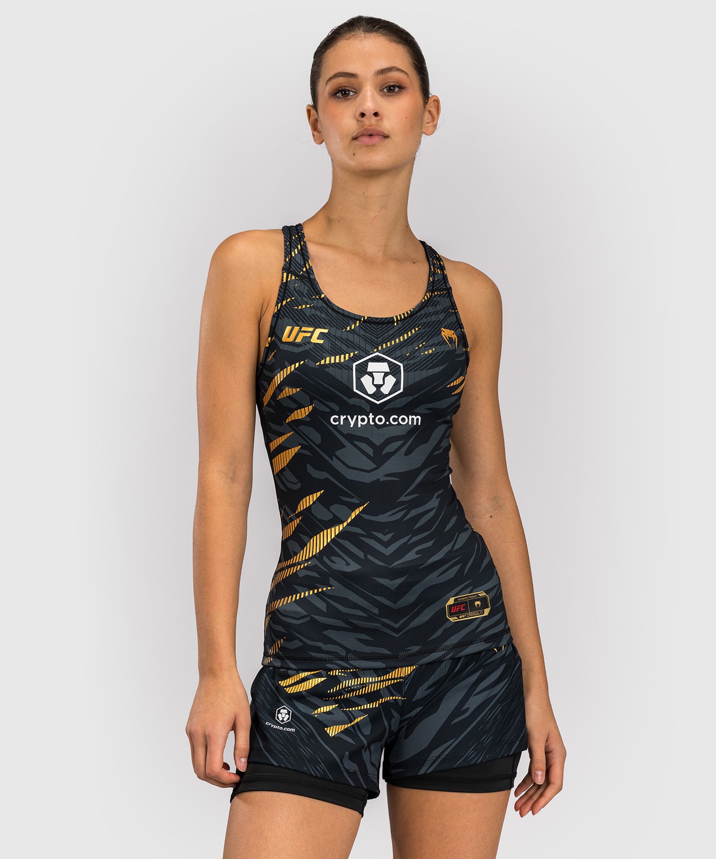 UFC Fusion by Venum Authentic Fight Night Top Attillato con Reggiseno Integrato per Donna - Champion