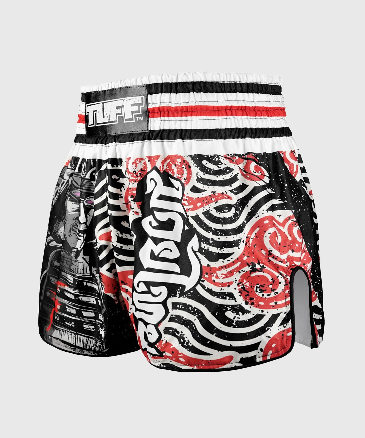 Tuff Retro Style Waves Of Bushido Elegance Muay Thai Shorts - Schwarz