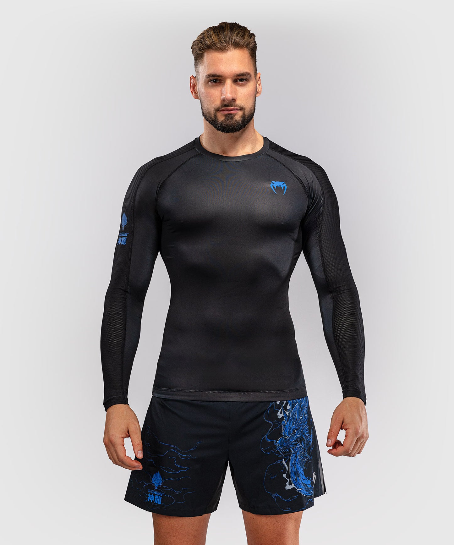 Rashguard à Manches Longues Venum Thunder Dragon – Noir/Bleu Royal