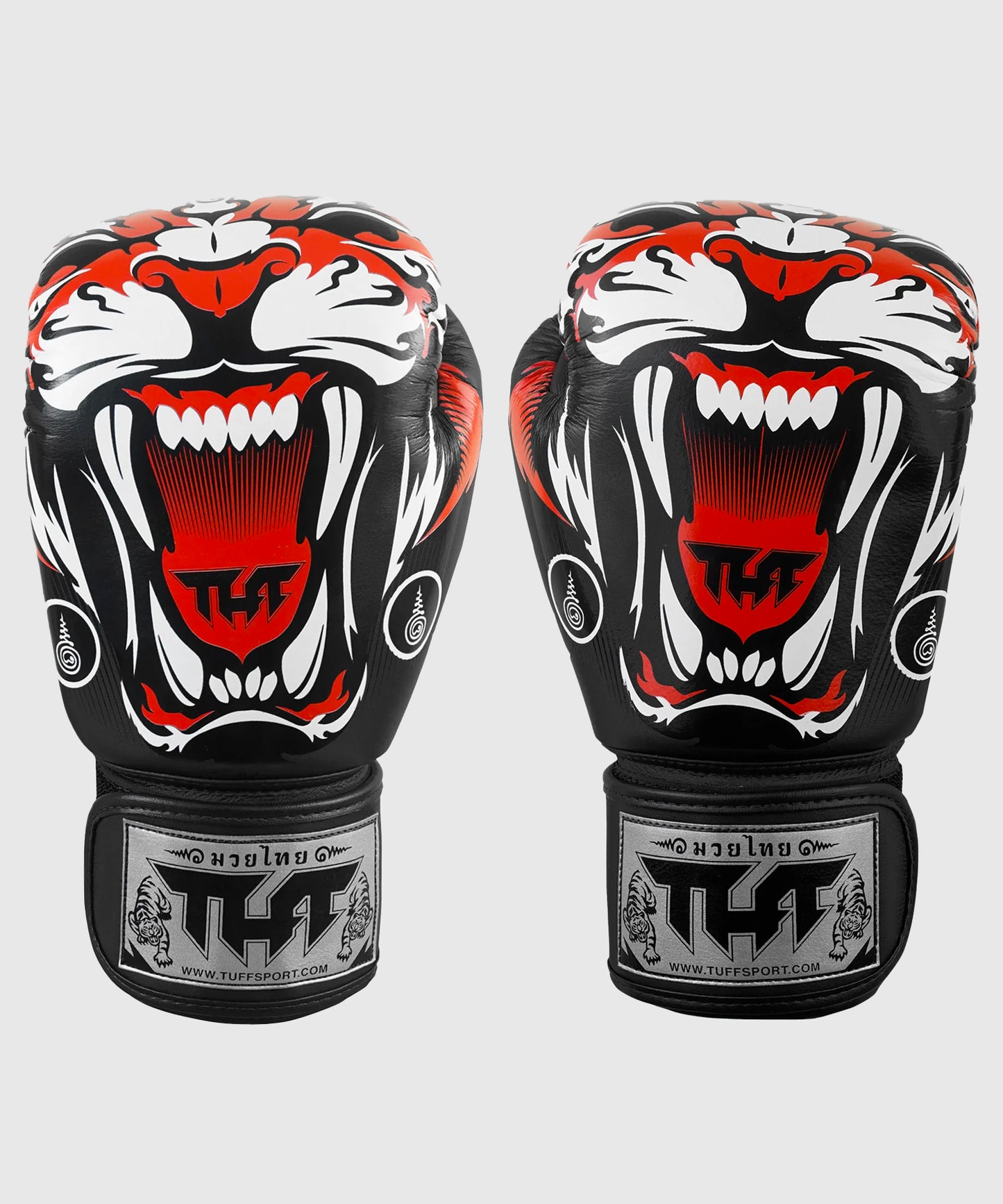 Gants de Boxe Short de Muay Thai Tuff En Cuir Tiger - Noir