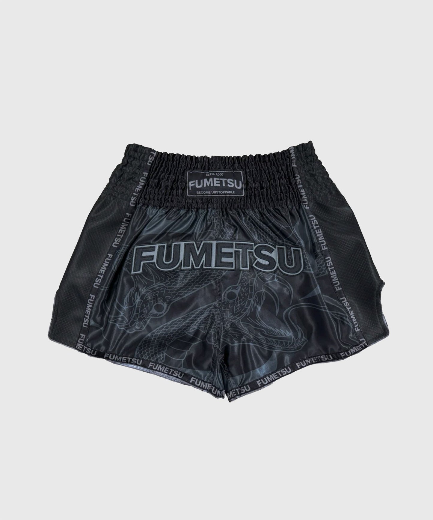 Fumetsu Anaconda Muay Thai Shorts - Black/Black
