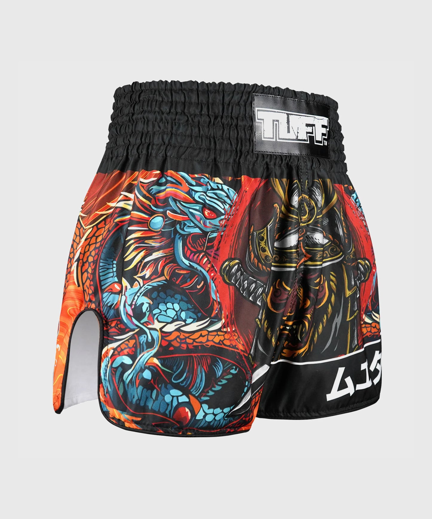 Tuff Retro Style Seraphic Seiryu Samurai Saga Muay Thai Shorts - Schwarz
