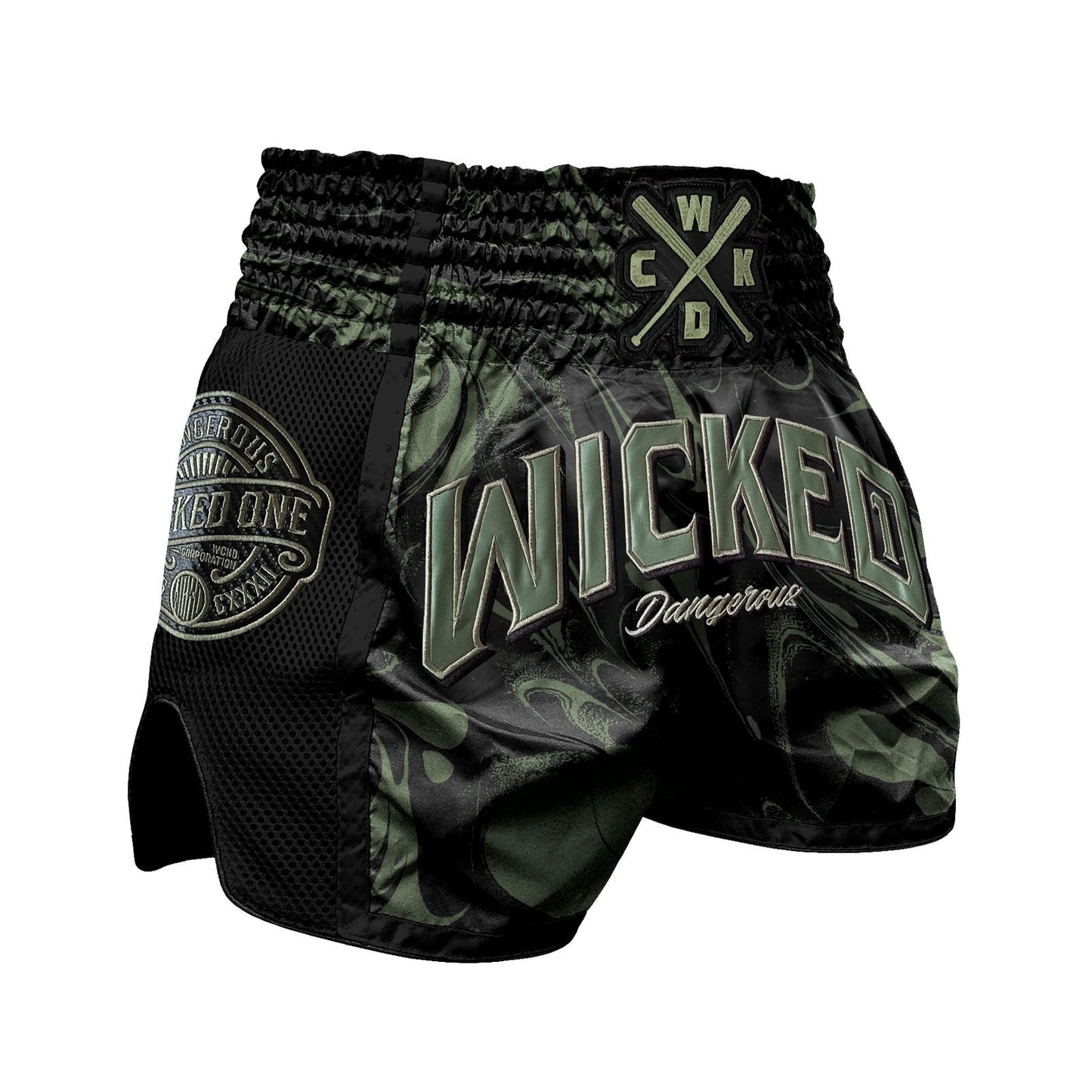 Short de Muay Thai Wicked One Dangerous - Noir/Kaki