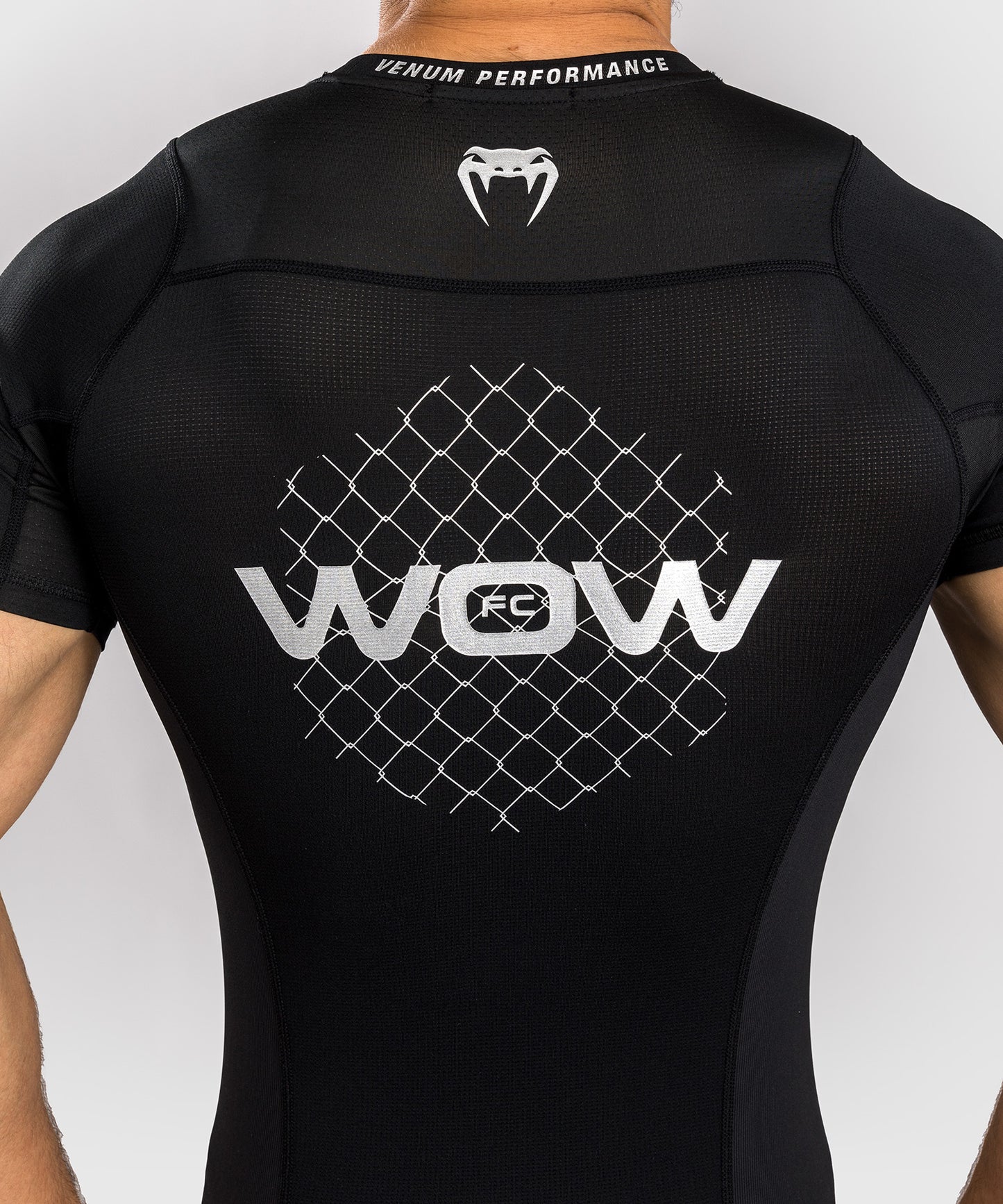 Venum x WOW FC Short Sleeve Rashguard - Black/ Silver Grey