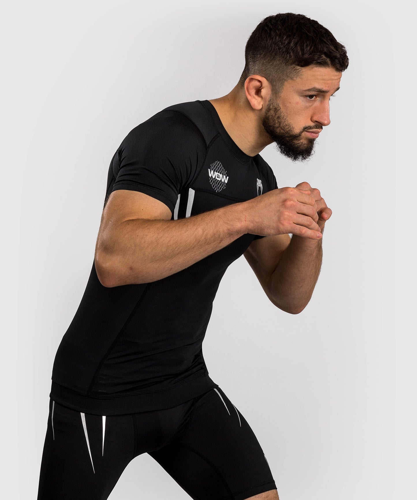 Venum x WOW FC Short Sleeve Rashguard - Black/ Silver Grey