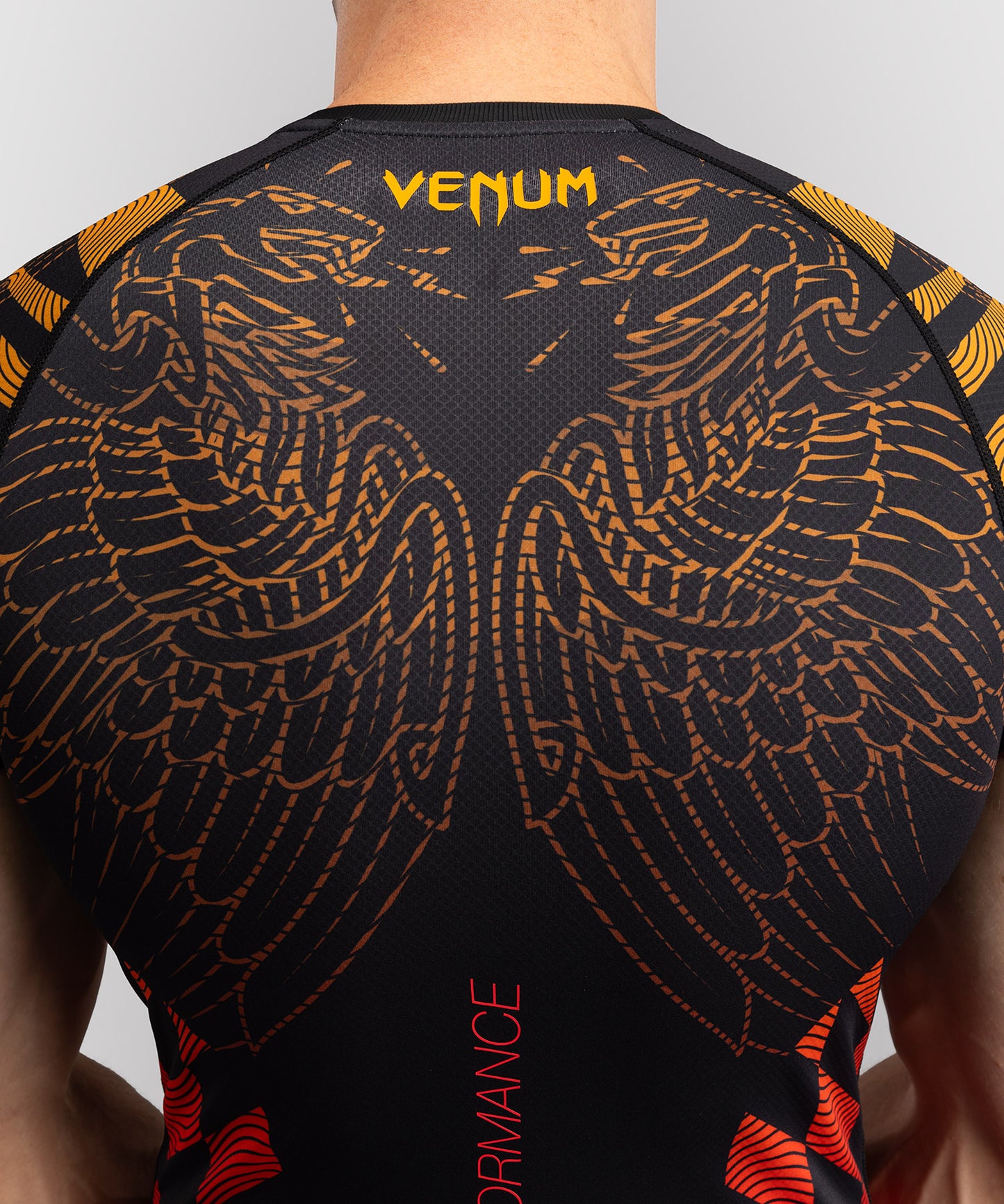 Rashguard Manches Courtes Venum Quetzal Fury - Noir/Rouge Fury/Mandarine