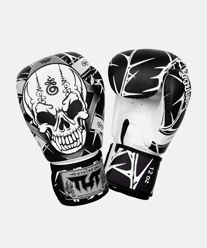 Tuff Skull Boxing Gloves - Black/White