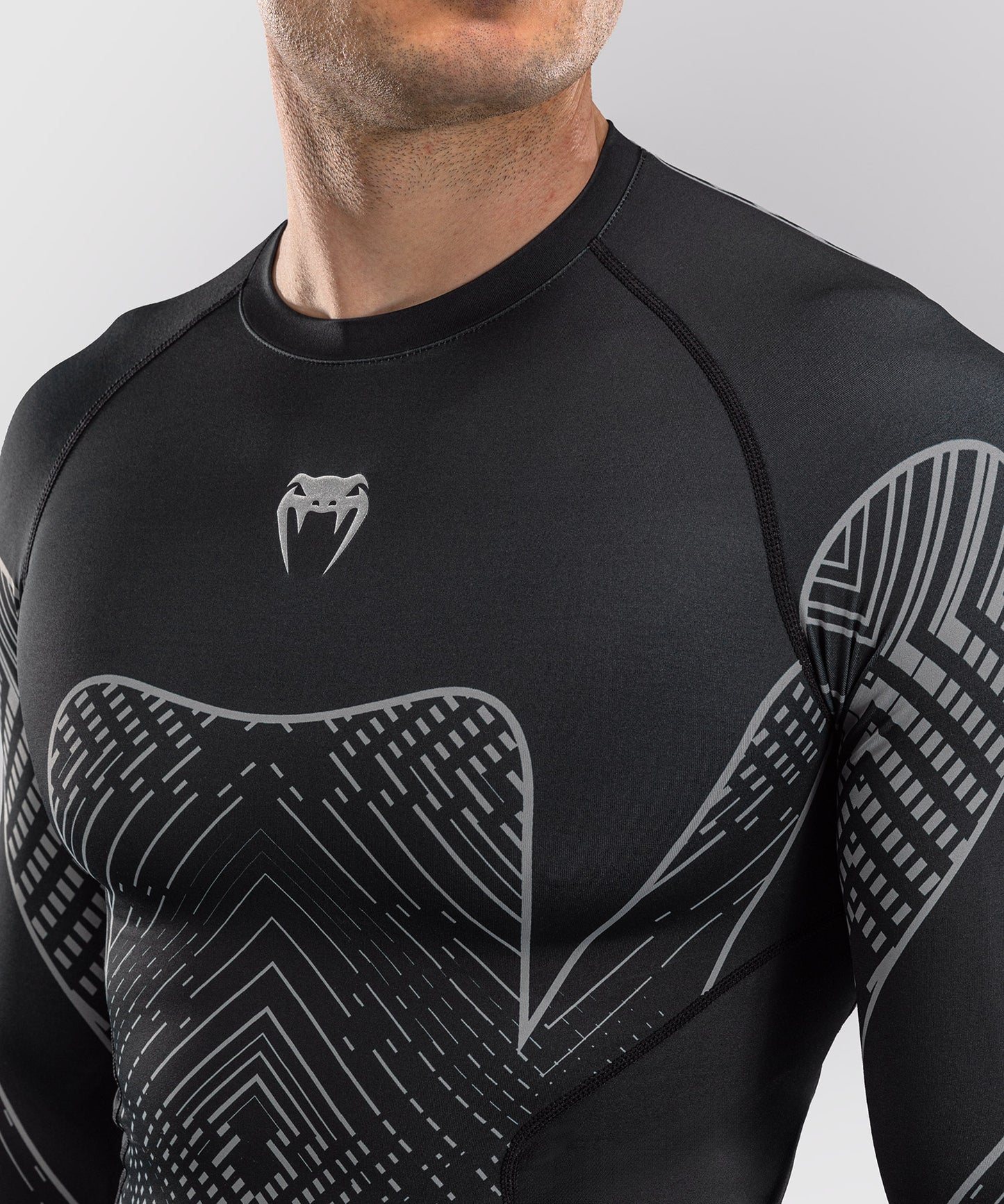 Venum Midnight Fury Long Sleeve Rashguard - Black/Grey/Silver