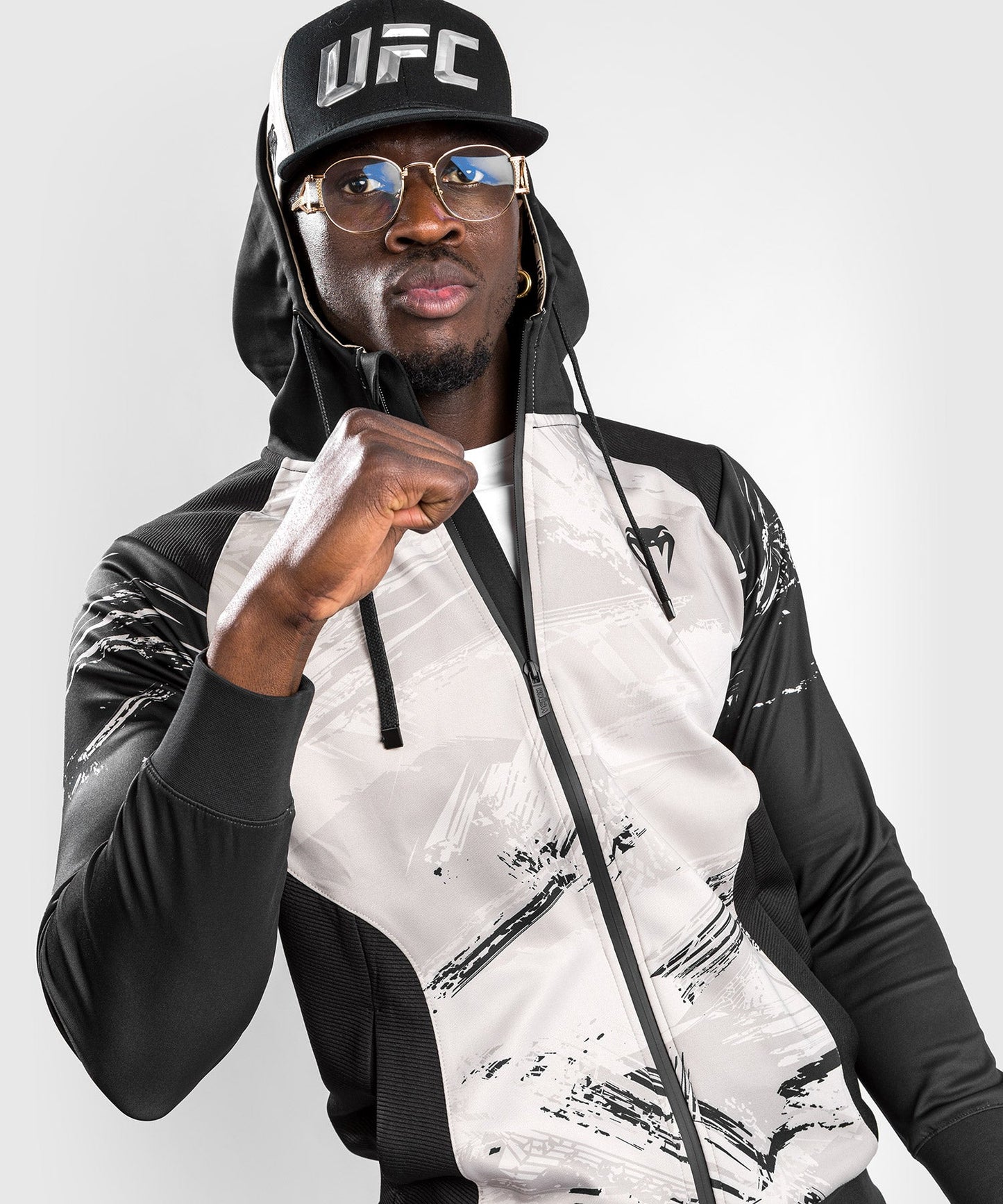 Men's UFC Venum Authentic Fight Week 2.0 Zip Hoodie - Sand/Black