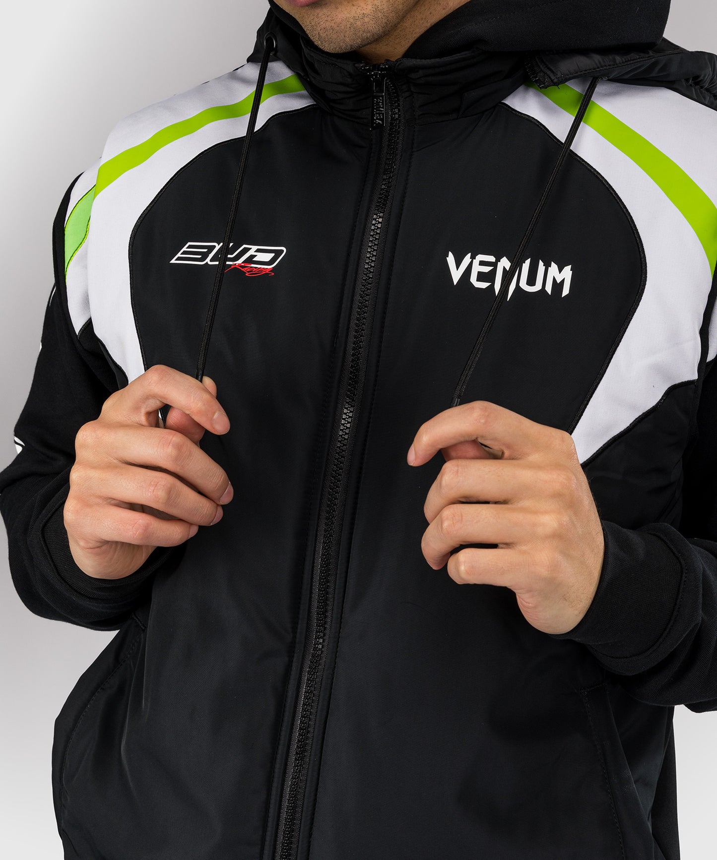 Venum x Bud Racing Men's Sleeveless Down Jacket - Black/White/Lime Green