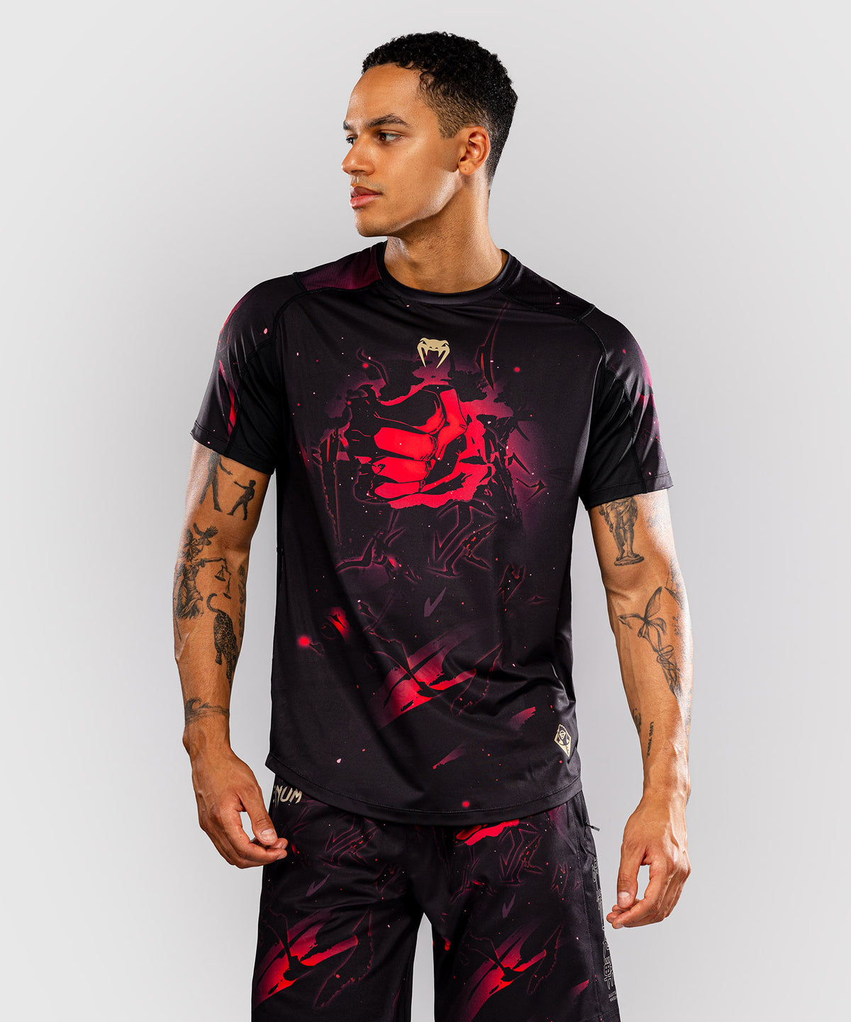 Jujutsu Kaisen x Venum Itadori Dry-Tech T-Shirt – Schwarz/Rot