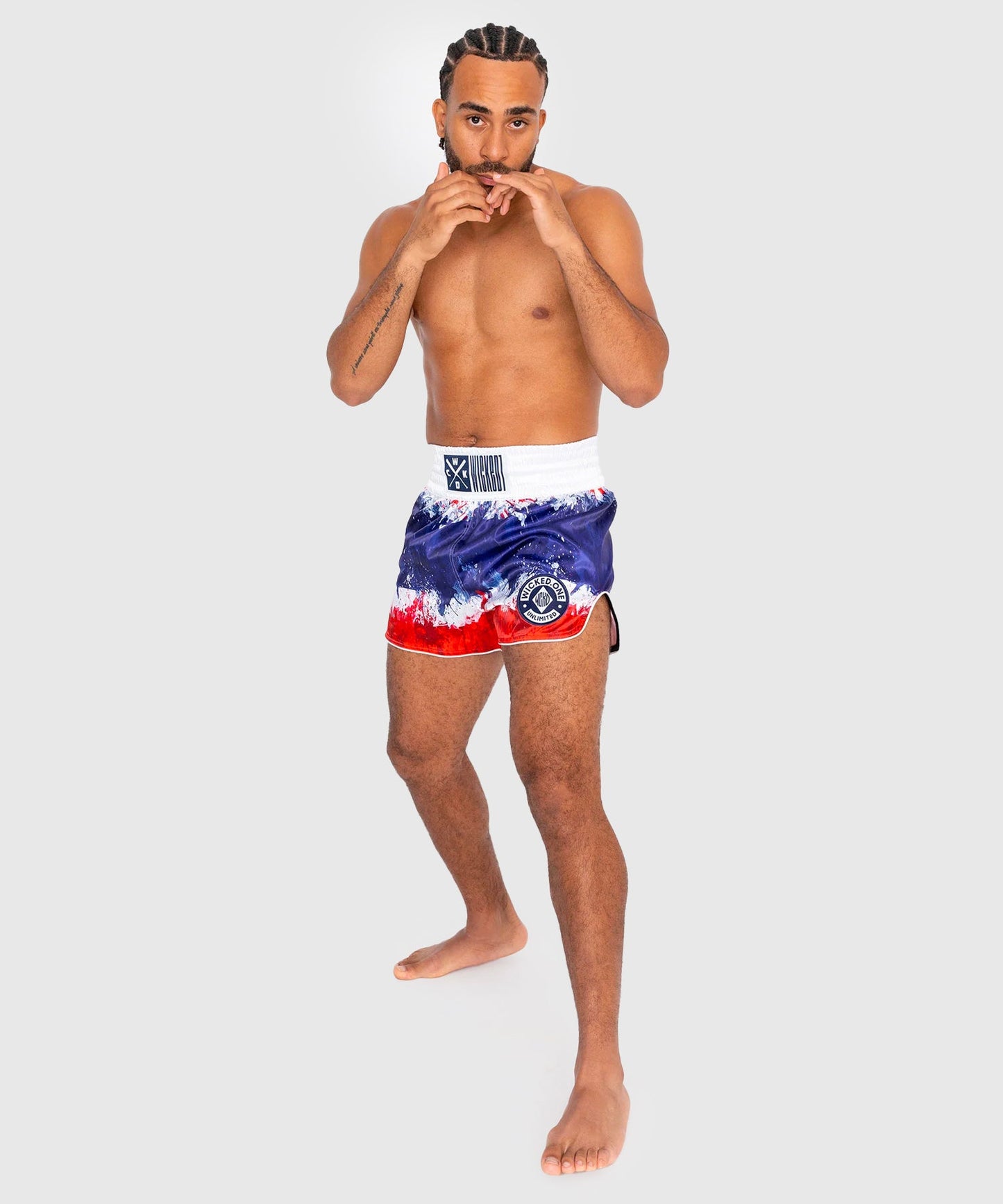 Short De Muay Thai Wicked One Thaï Flag - Blanc/Bleu/Rouge
