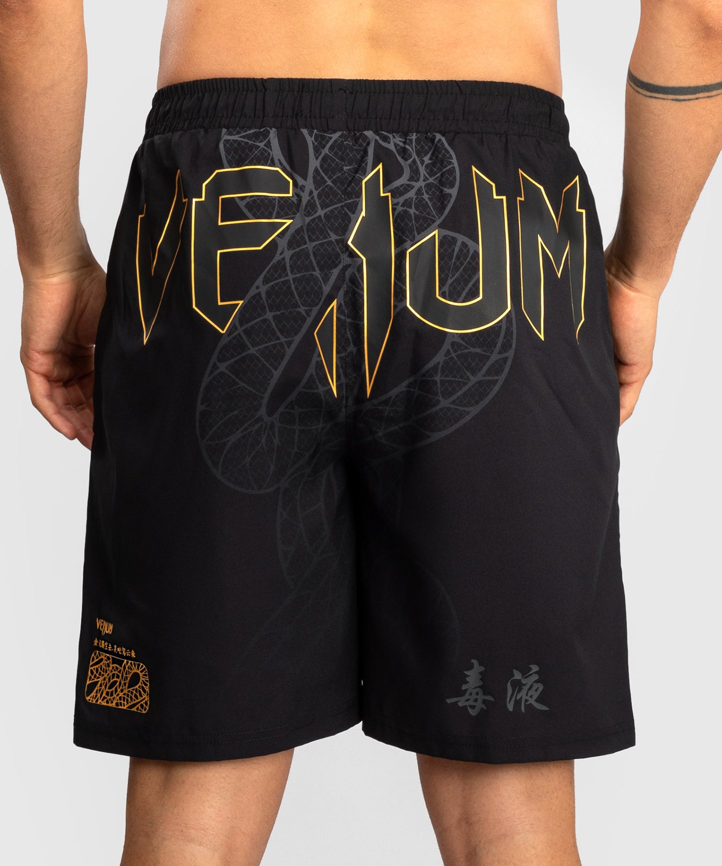 Venum Serpenti Pantalones Cortos de Entrenamiento – Negro/Plata/Dorado