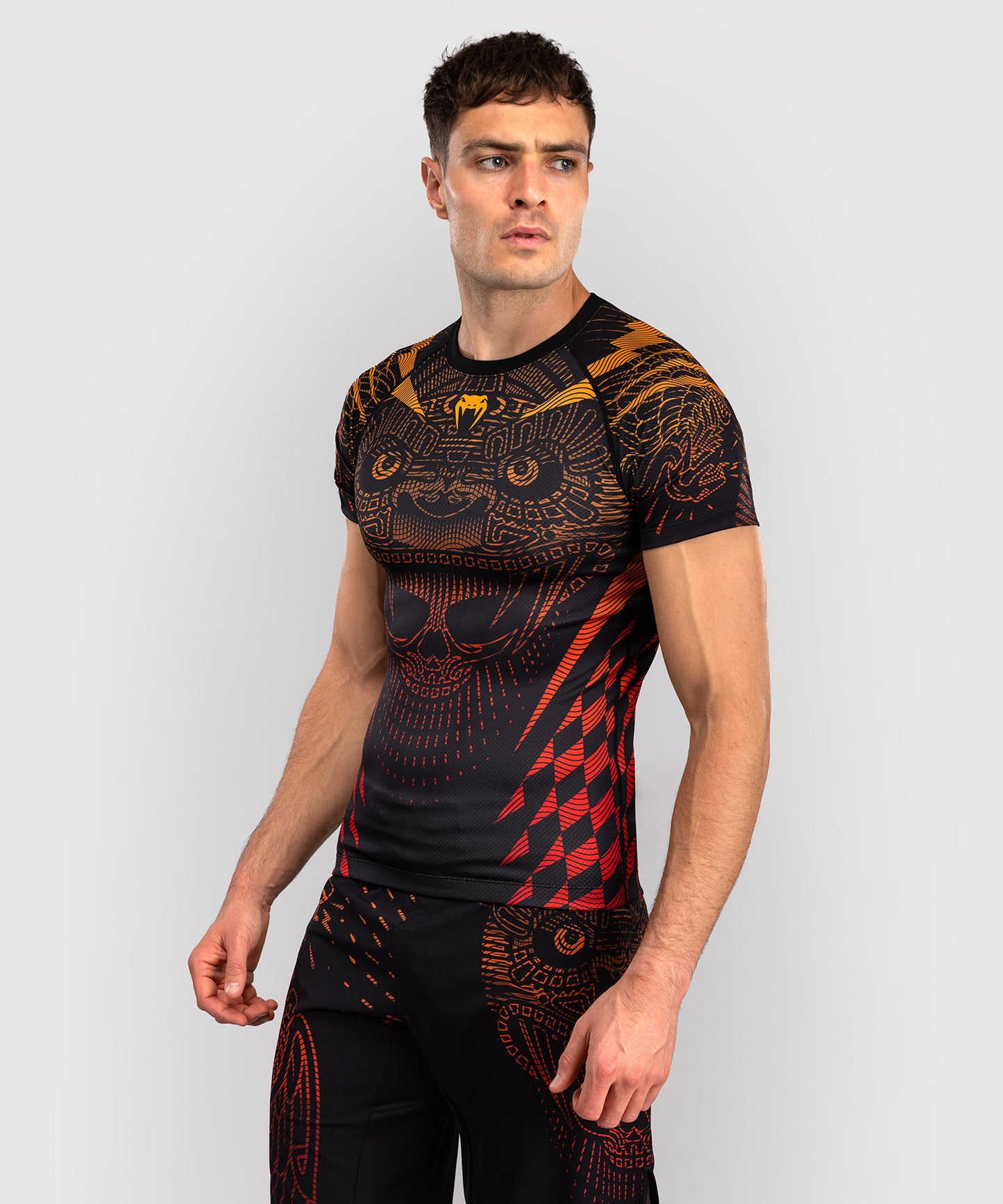 Rashguard Manches Courtes Venum Quetzal Fury - Noir/Rouge Fury/Mandarine