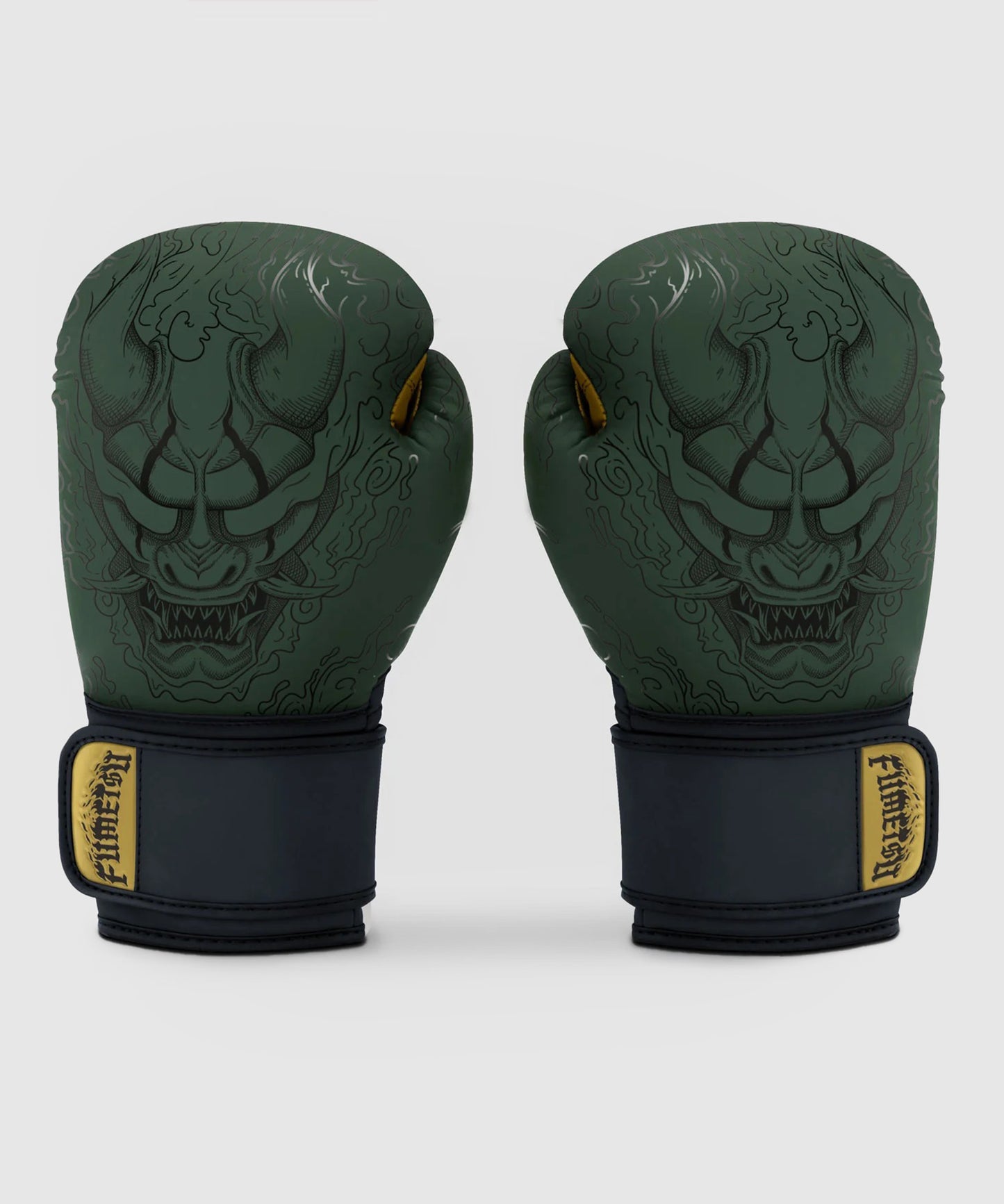 Fumetsu Oni Boxhandschuhe - Khaki/Schwarz/Gold
