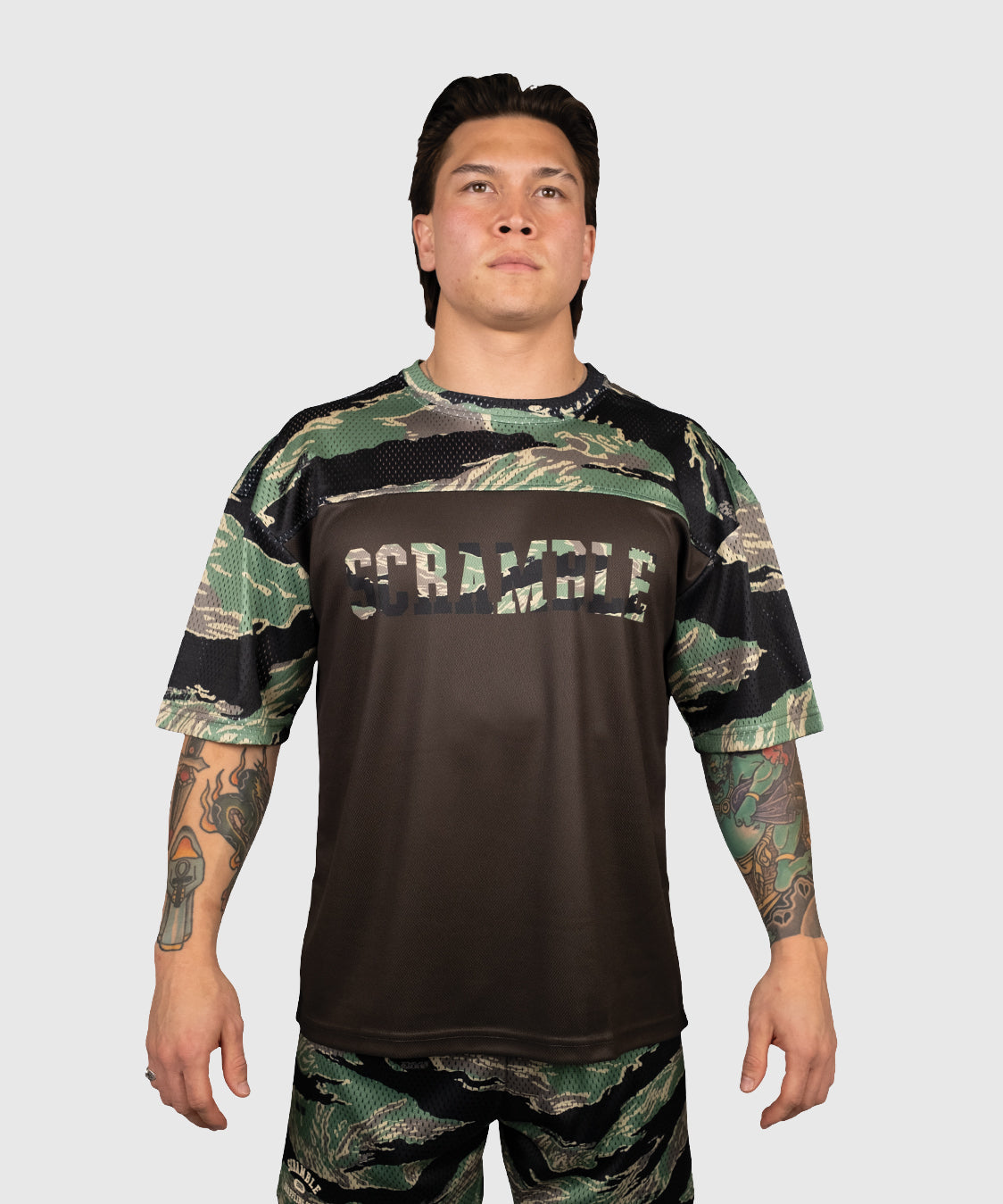 Scramble Mesh Tiger Camo Grappling T-Shirt - Black