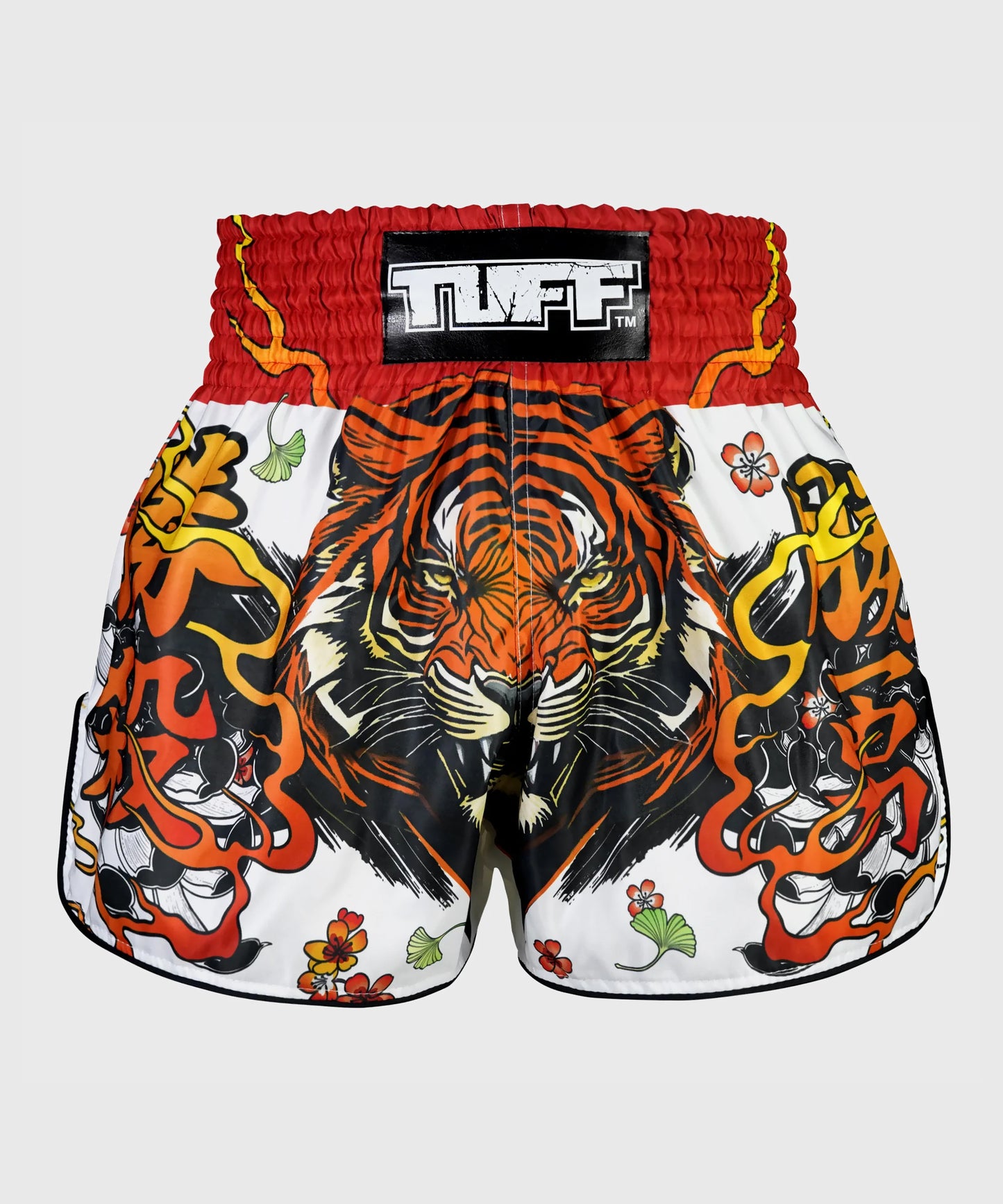 Tuff Retro Style Tora Chikara Power Of Tiger Pantaloncini da Muay Thai - Bianco