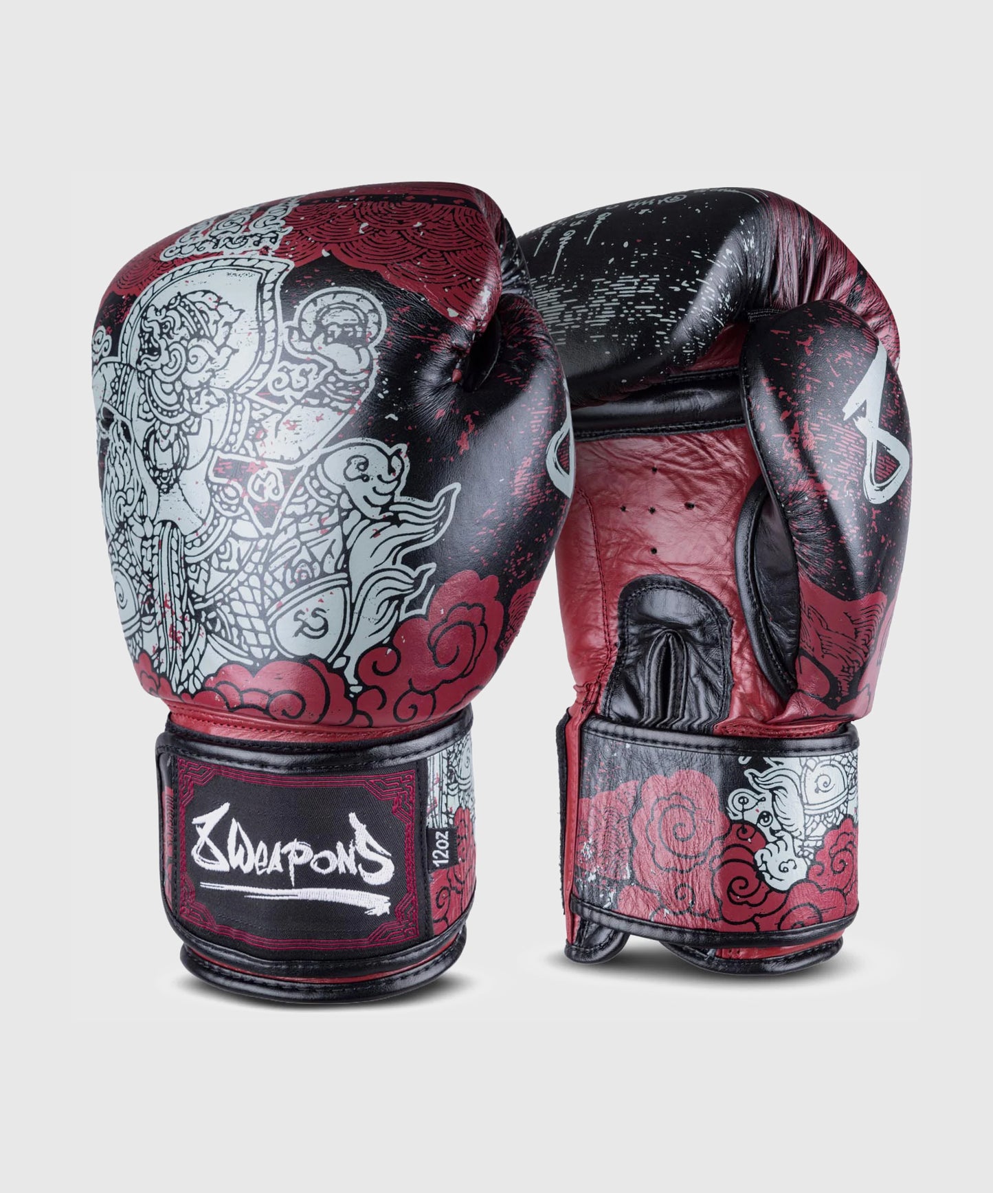 8 Weapons Hanuman Yant Boxhandschuhe - Schwarz/Rot